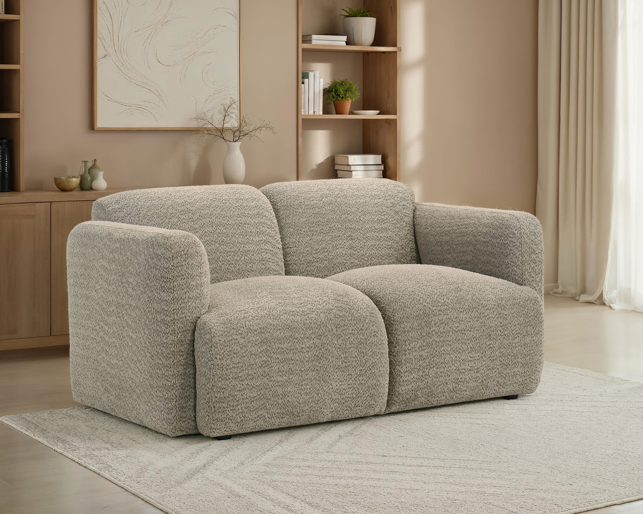Dorset Fabric Upholstered Round Track Arm Loveseat Brown-