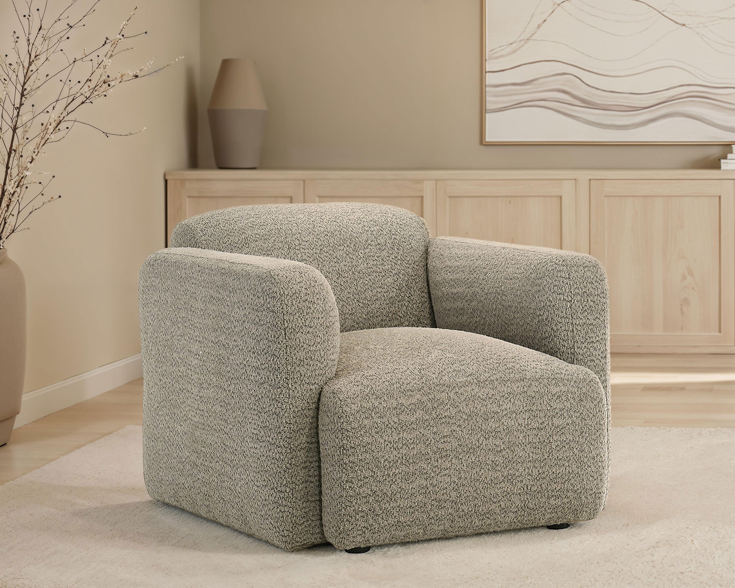 Dorset Fabric Upholstered Round Track Arm Accent Chair Brown-