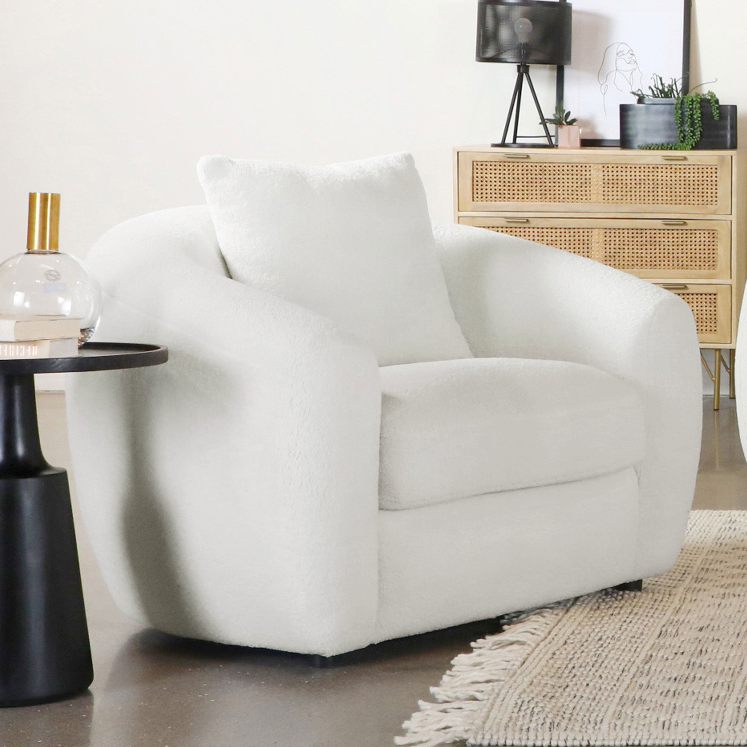 Isabella Faux Sheepskin Upholstered Accent Chair Natural-CoasterElevations