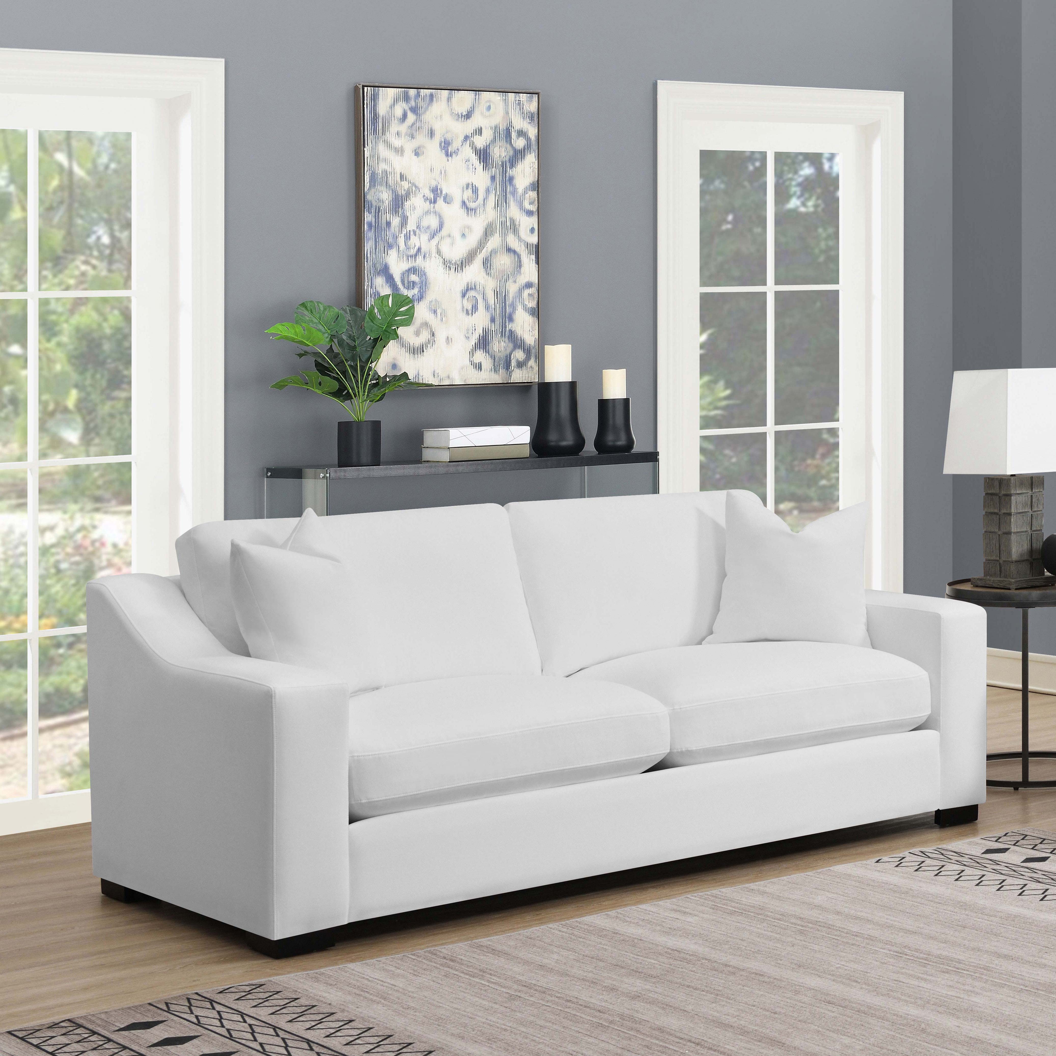 Ashlyn Upholstered Sloped Arm Sofa White-CoasterElevations