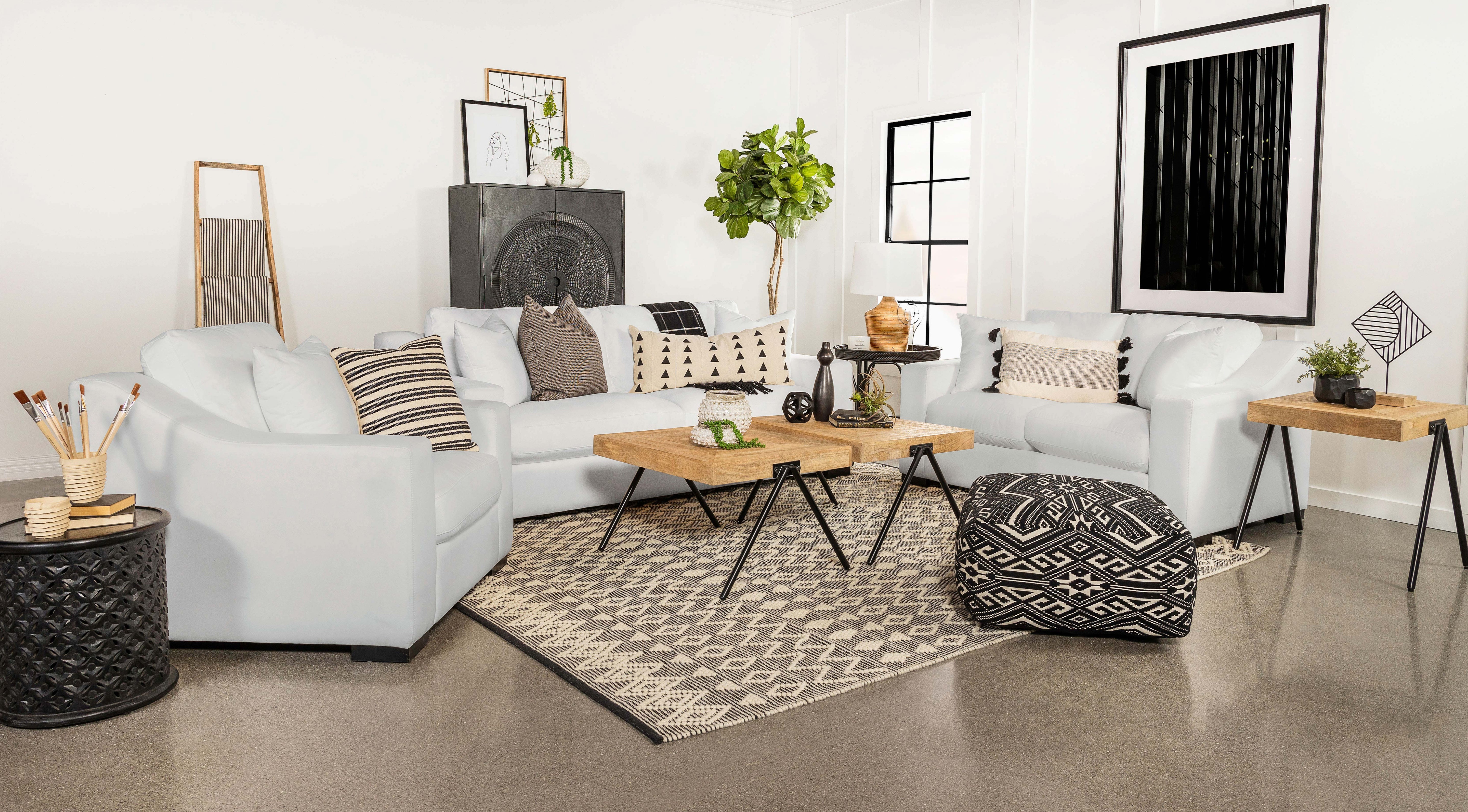 Ashlyn Upholstered Sloped Arm Sofa White-CoasterElevations