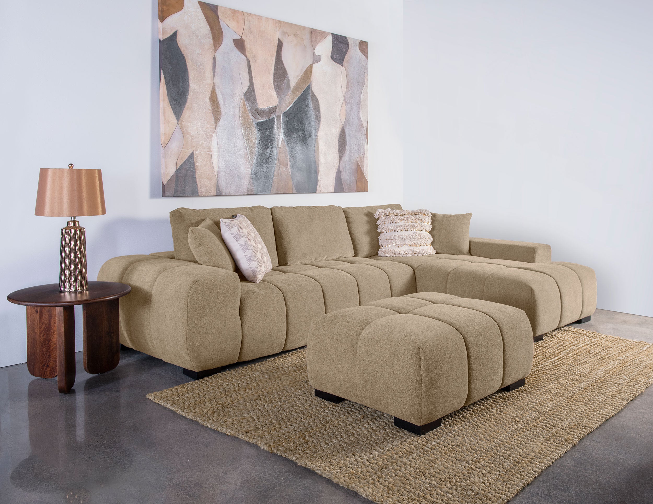 Octavia Upholstered Rectangular Ottoman Camel-