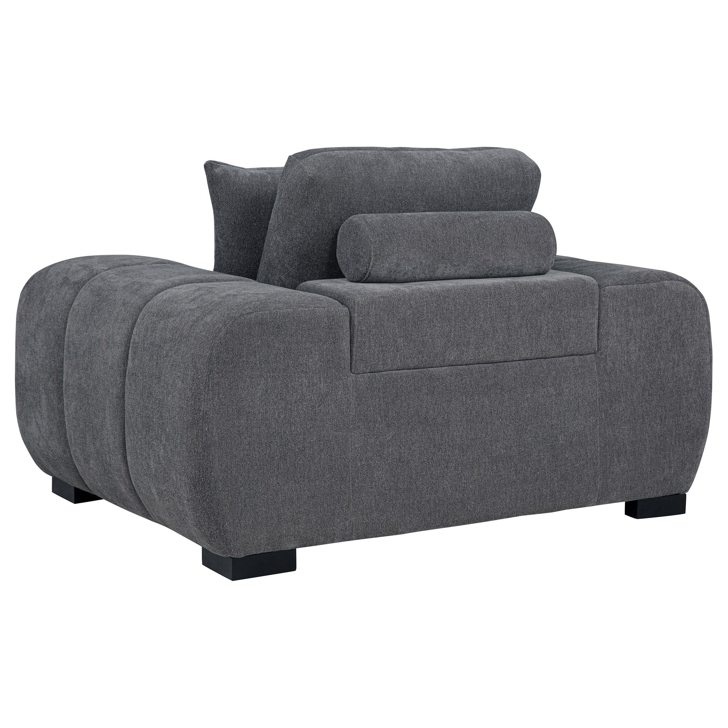 Octavia Upholstered Track Arm Accent Chair Charcoal Grey-