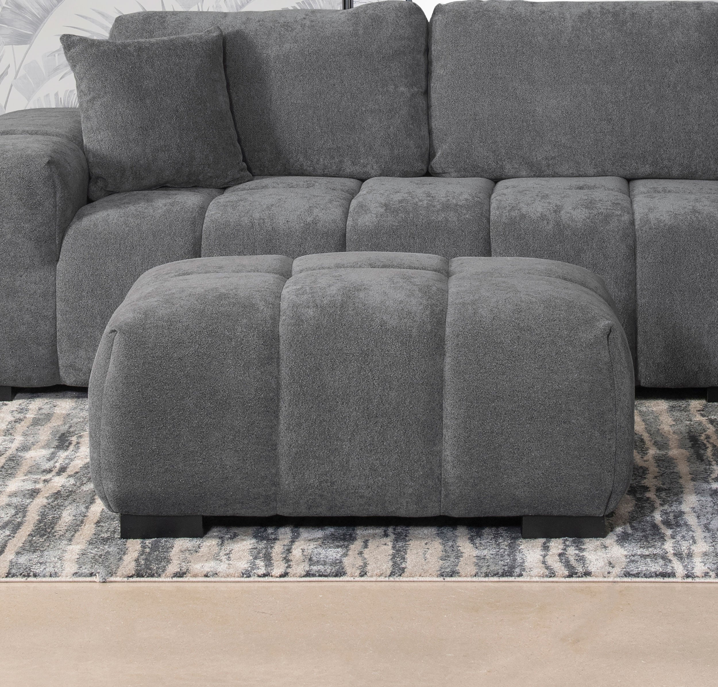 Octavia Upholstered Rectangular Ottoman Charcoal Grey-