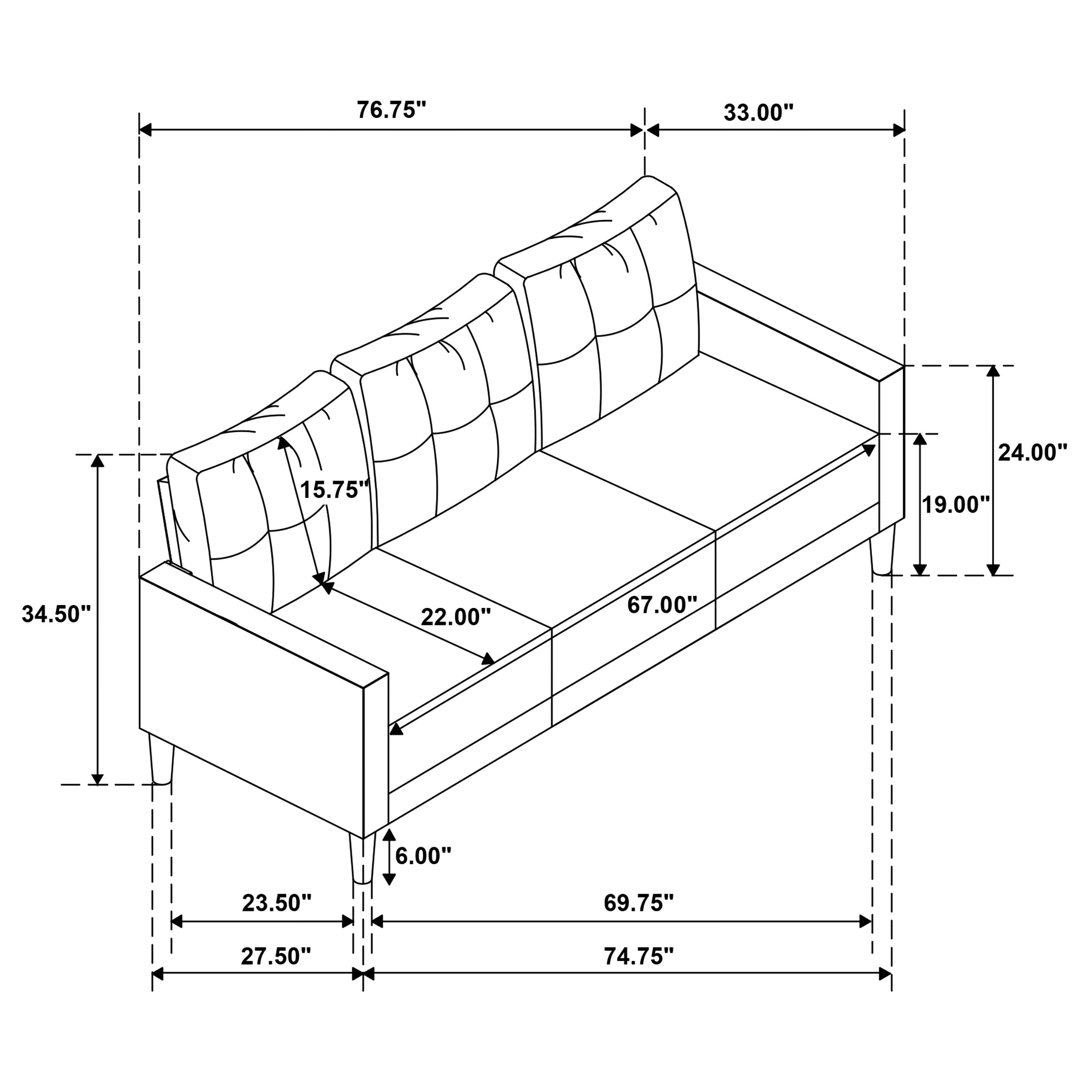 Bowen II Fabric Upholstered Track Arm Sofa Rust-