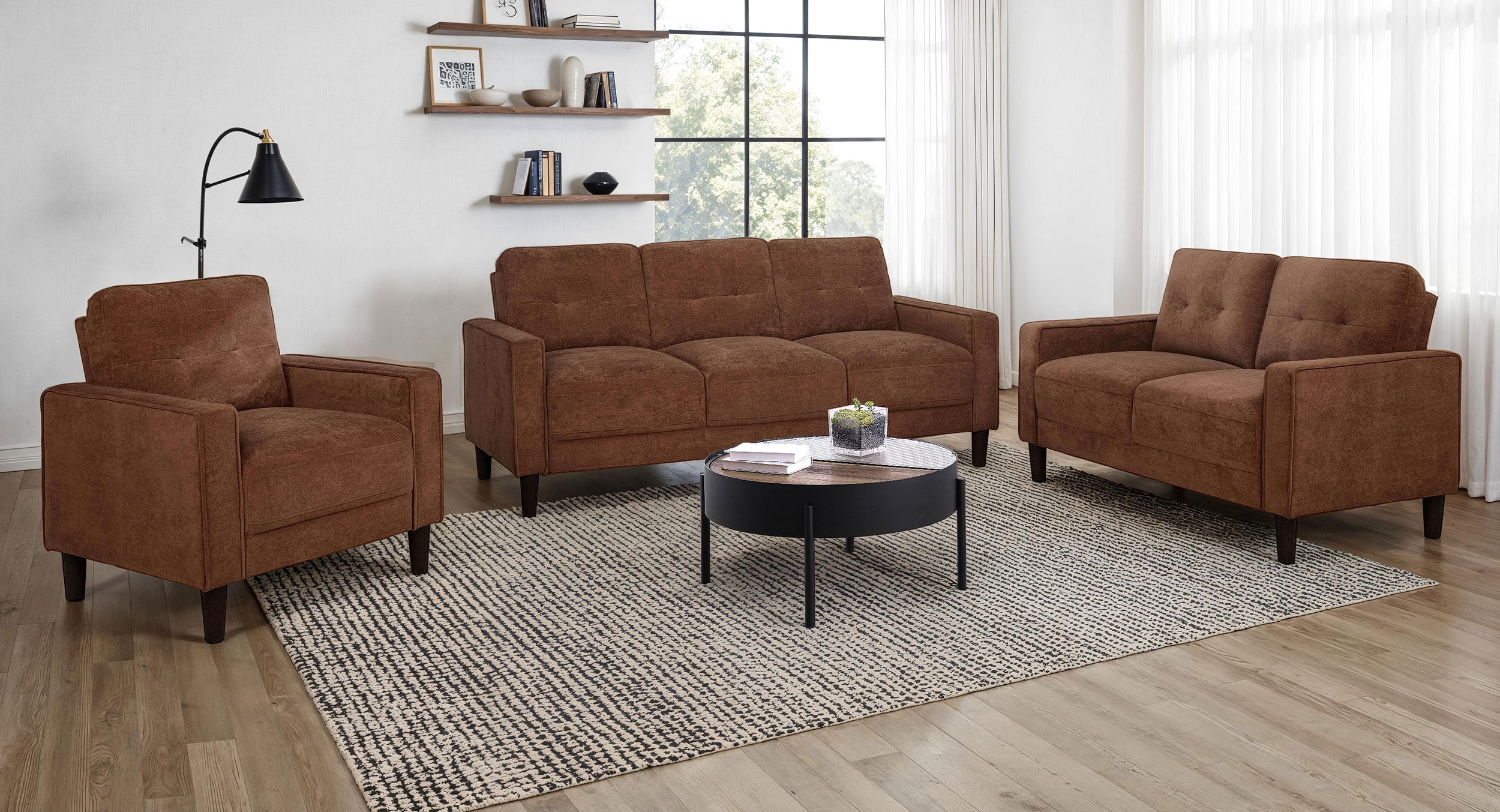 Bowen II Fabric Upholstered Track Arm Sofa Rust-