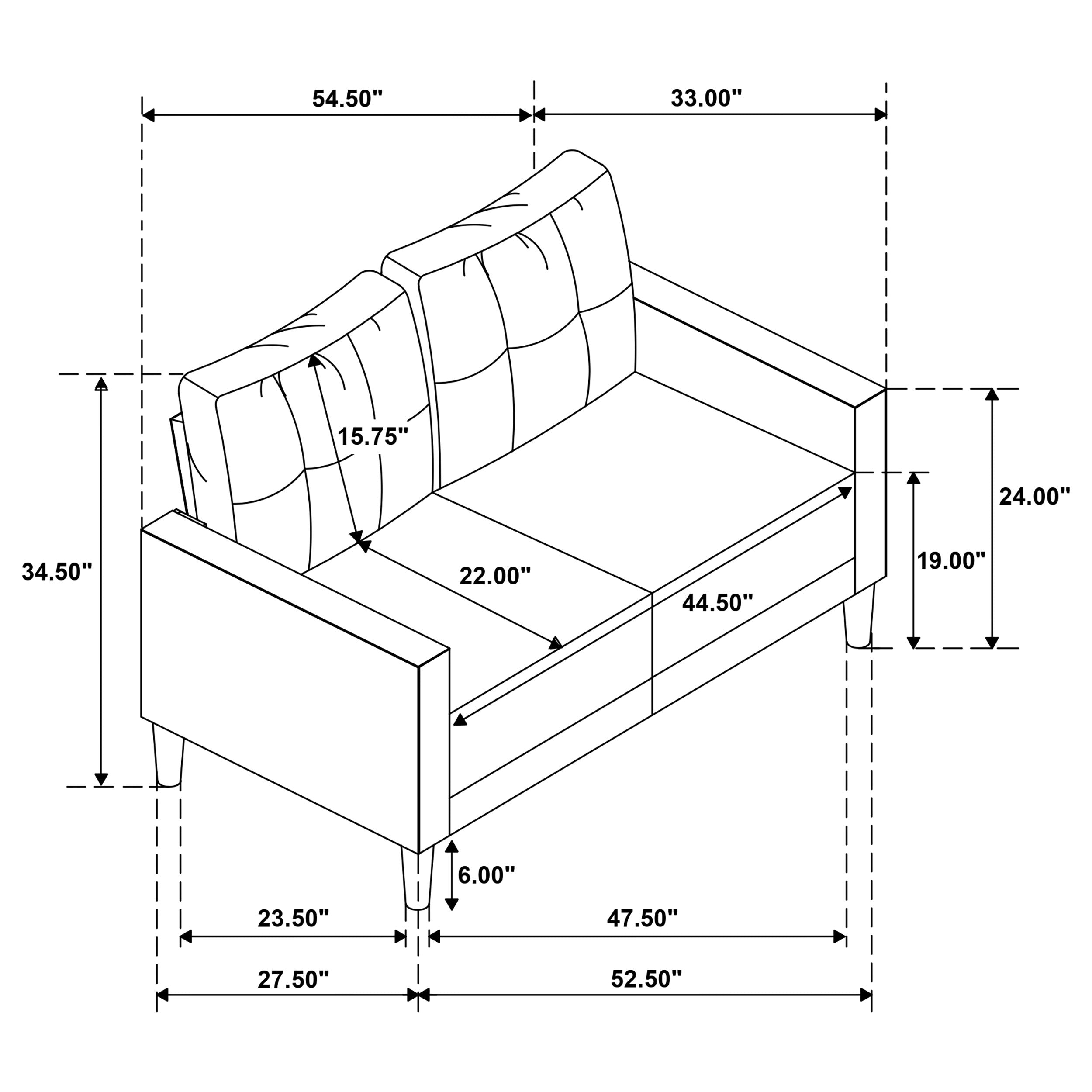 Bowen II Fabric Upholstered Track Arm Loveseat Steel Grey-
