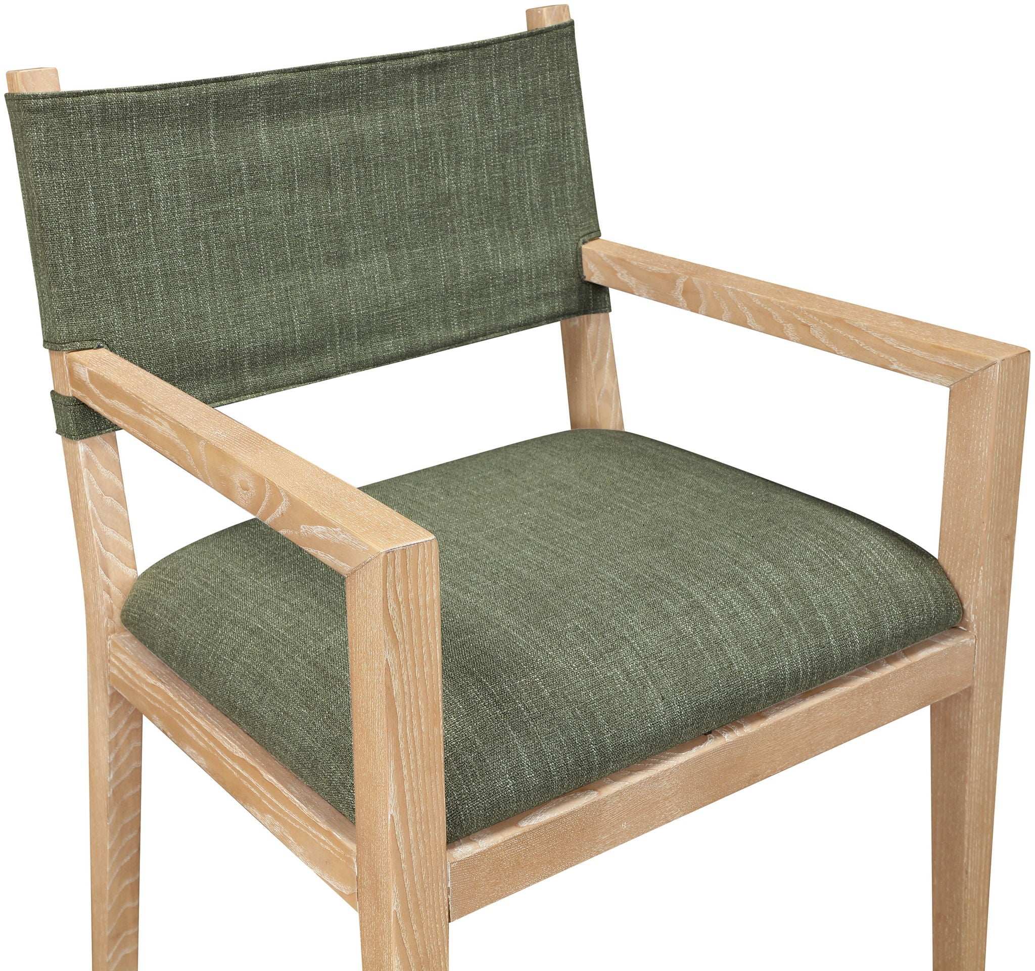 Avon - Linen Textured Performance Fabric Upholstered Dining Arm Chair