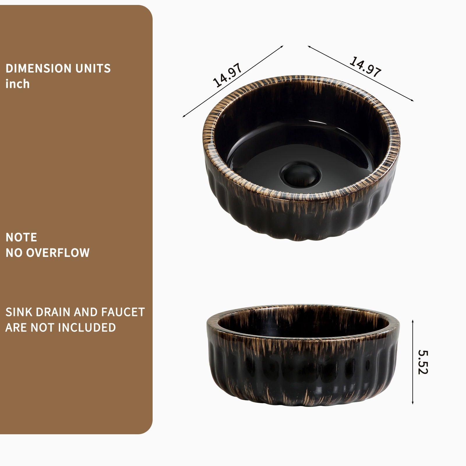 Vessel Sink, Above Counter Small Bowl - Black