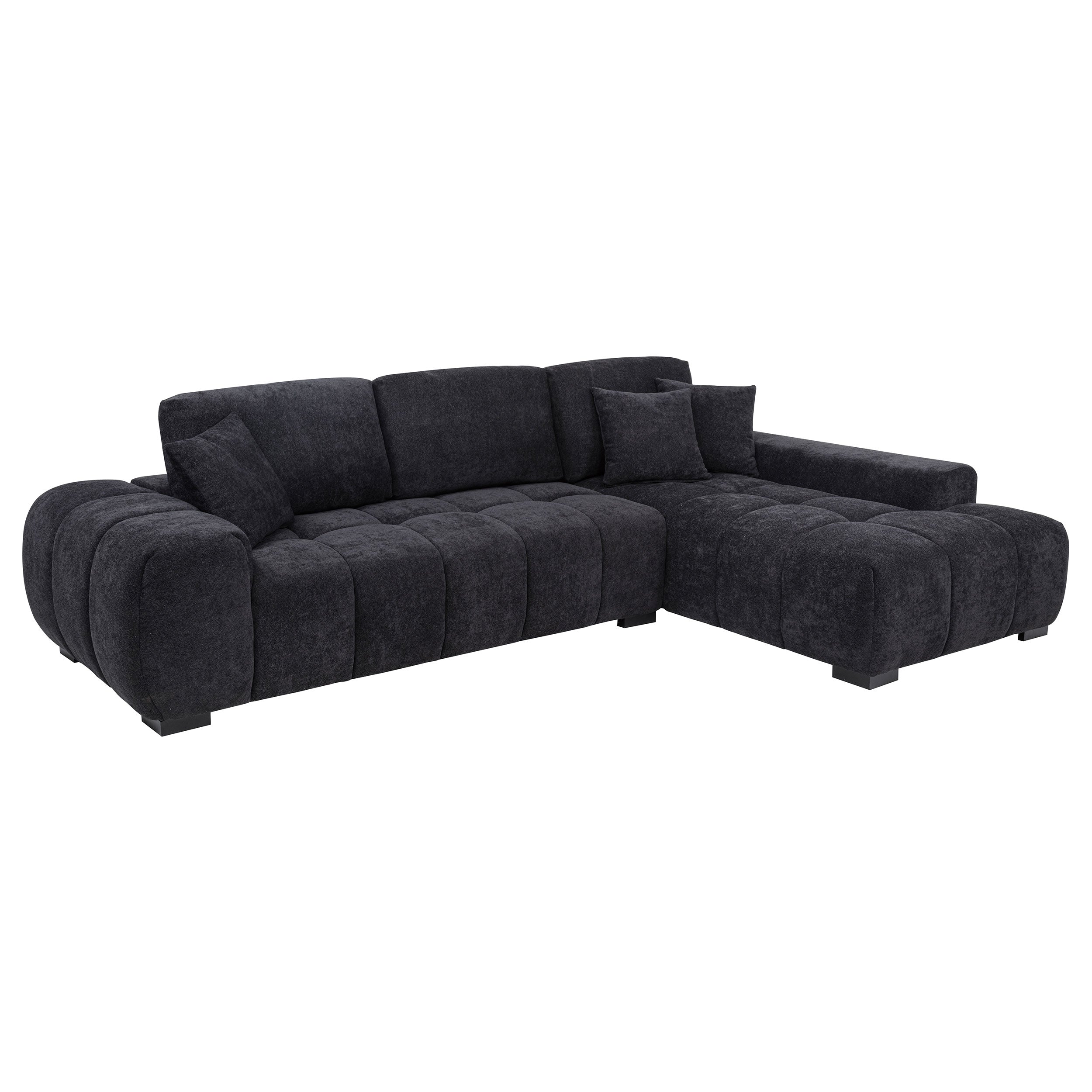 Octavia Upholstered Sectional Chaise Sofa Black-