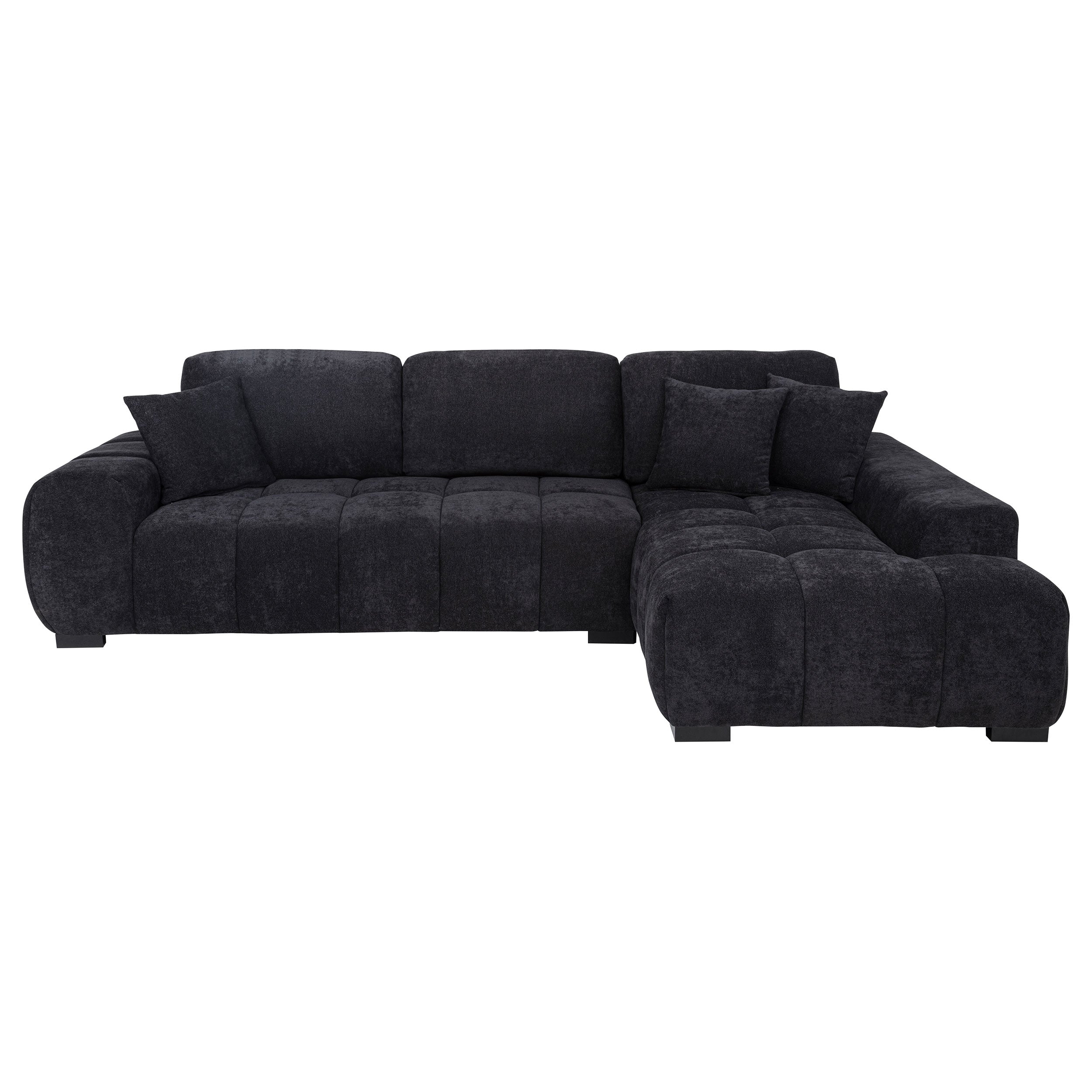 Octavia Upholstered Sectional Chaise Sofa Black-