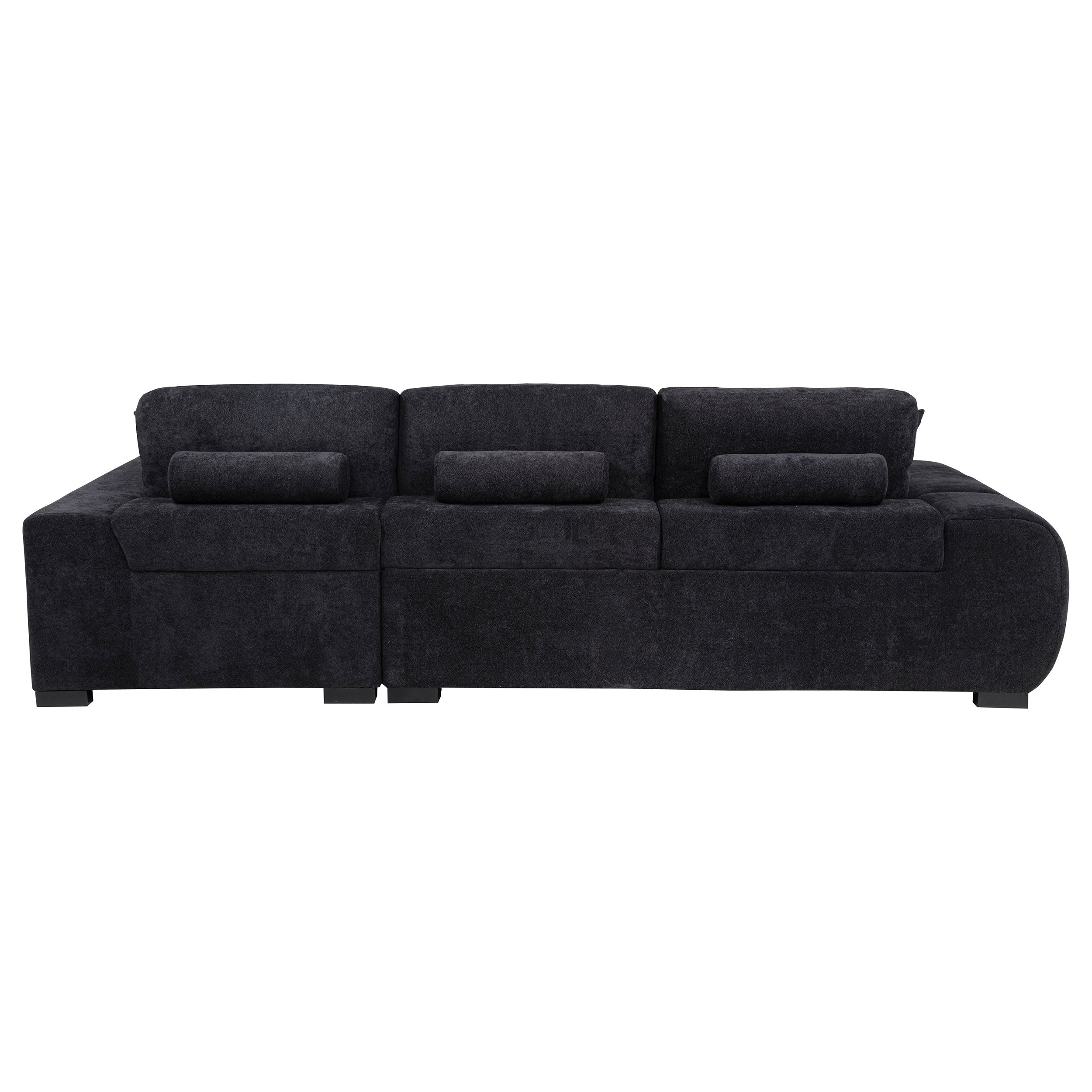 Octavia Upholstered Sectional Chaise Sofa Black-