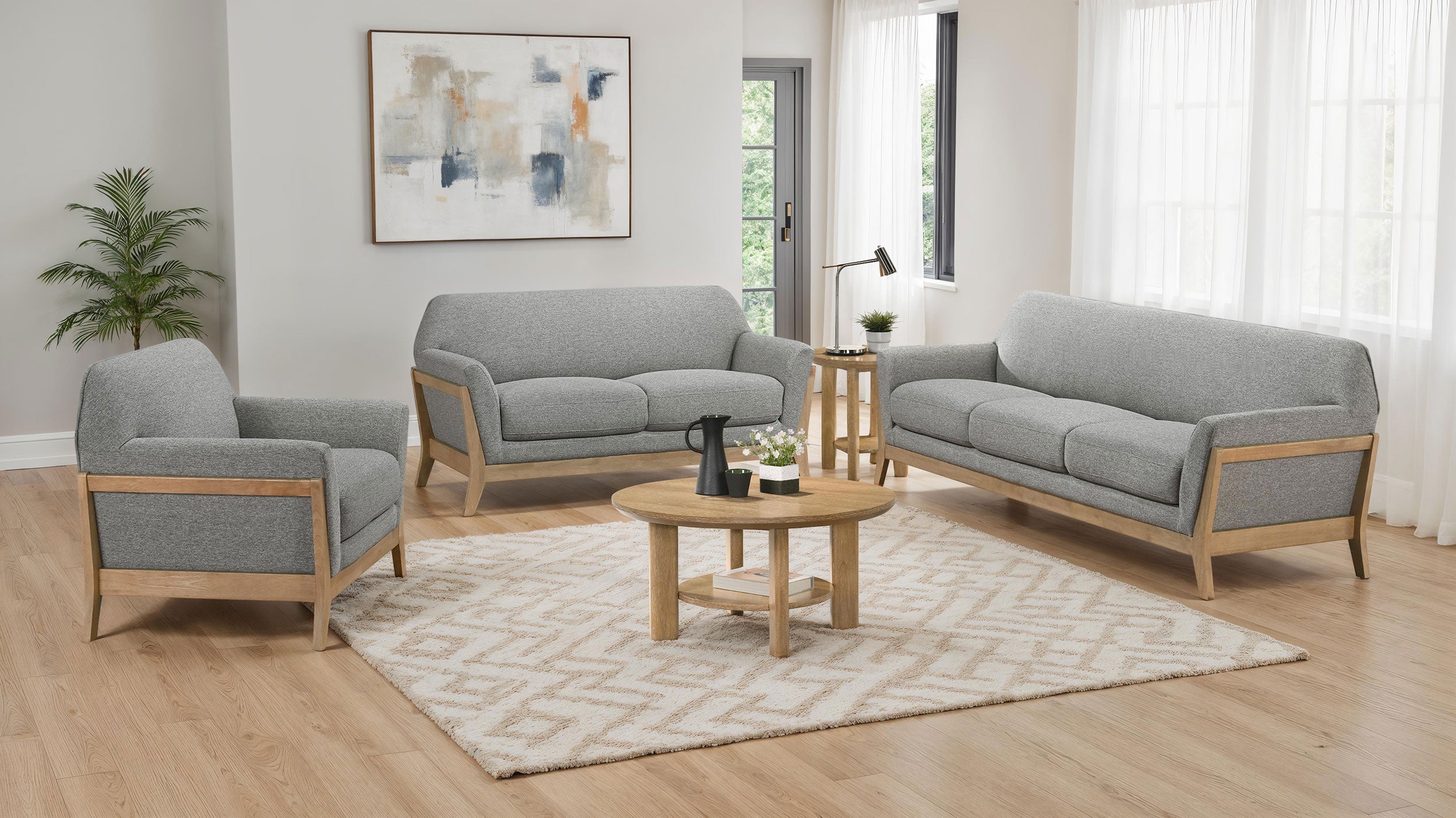 Vaughn Fabric Upholstered Flared Arm Sofa Grey-