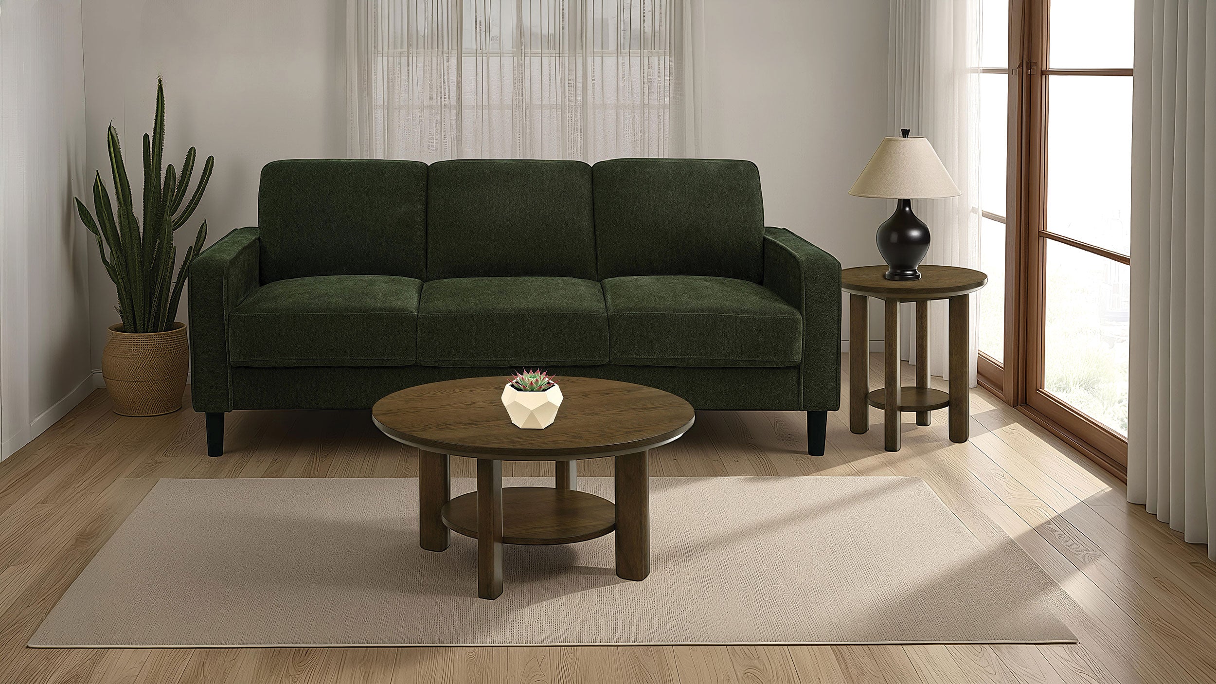 Ruth 77-inch Fabric Upholstered Track Arm Sofa Matcha Green-