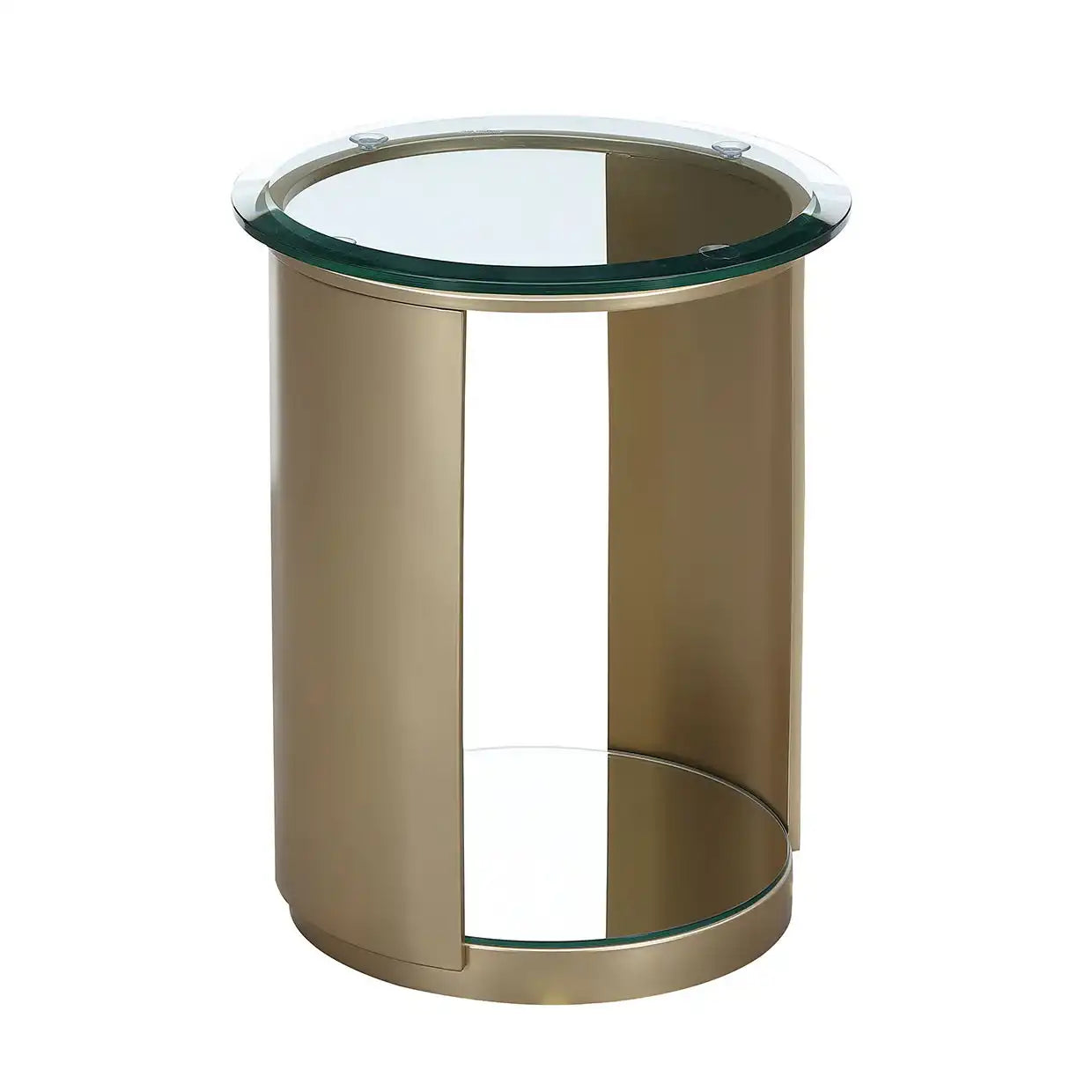 Houston - Round Chairside Table - Brushed Gold - Best Buy Furniture