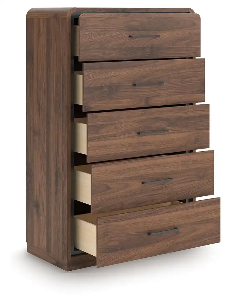 Fortlorn - Five Drawer Chest - Walnut Brown - Best Buy Furniture