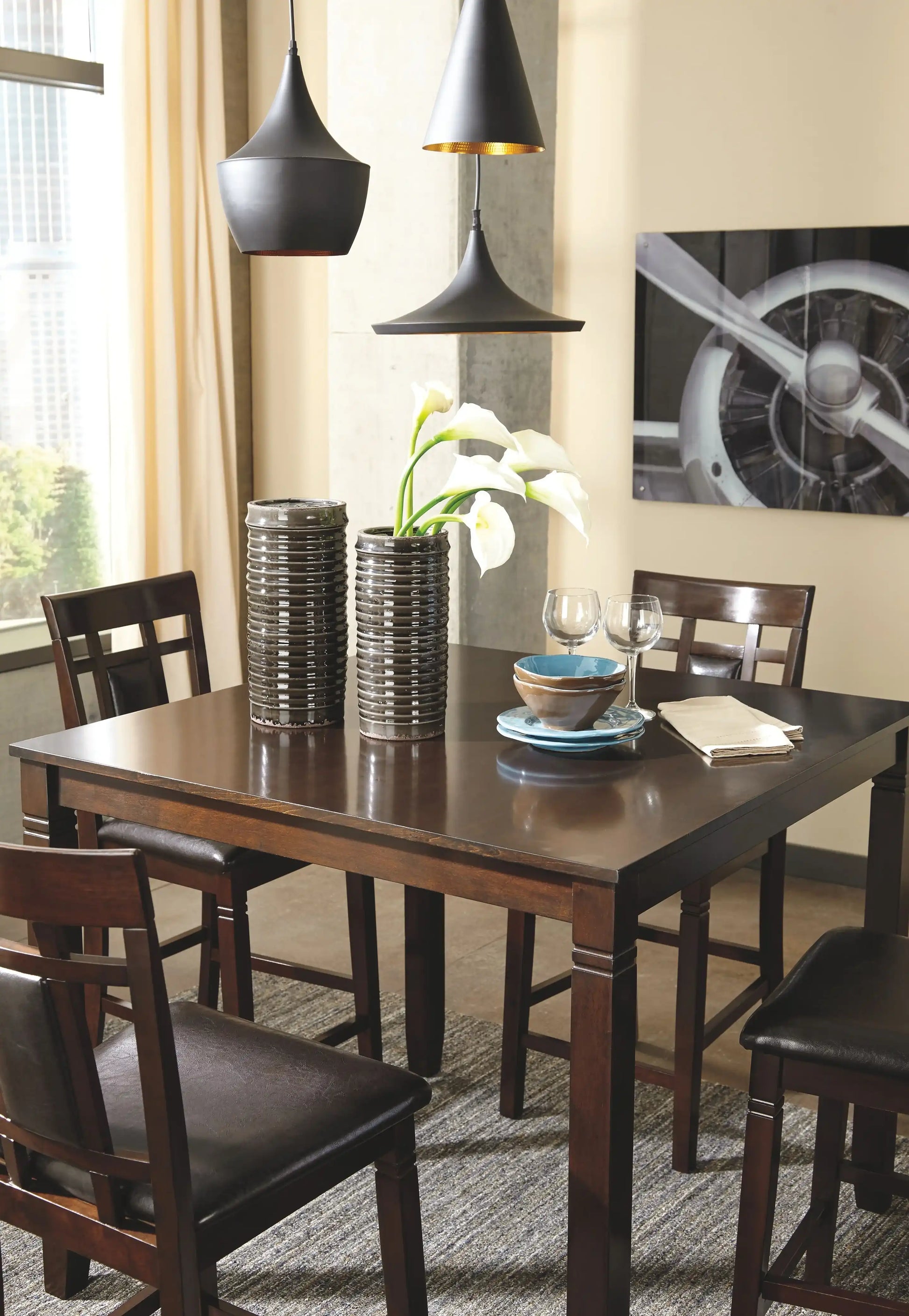 Bennox - DRM Counter Table Set (Set of 5) - Brown - Best Buy Furniture