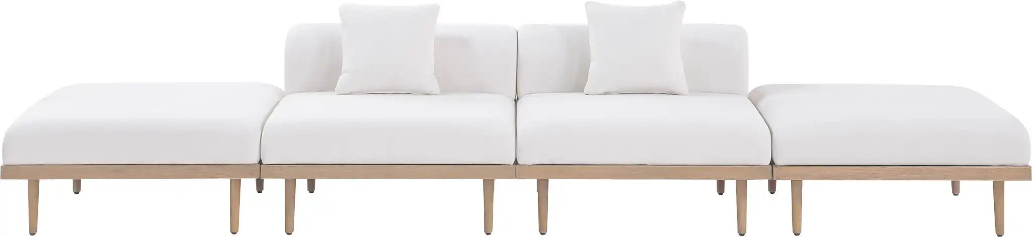 Laguna - 4 Piece 142" Outdoor Patio Armless Modular Sofa With 2 Backless Seats