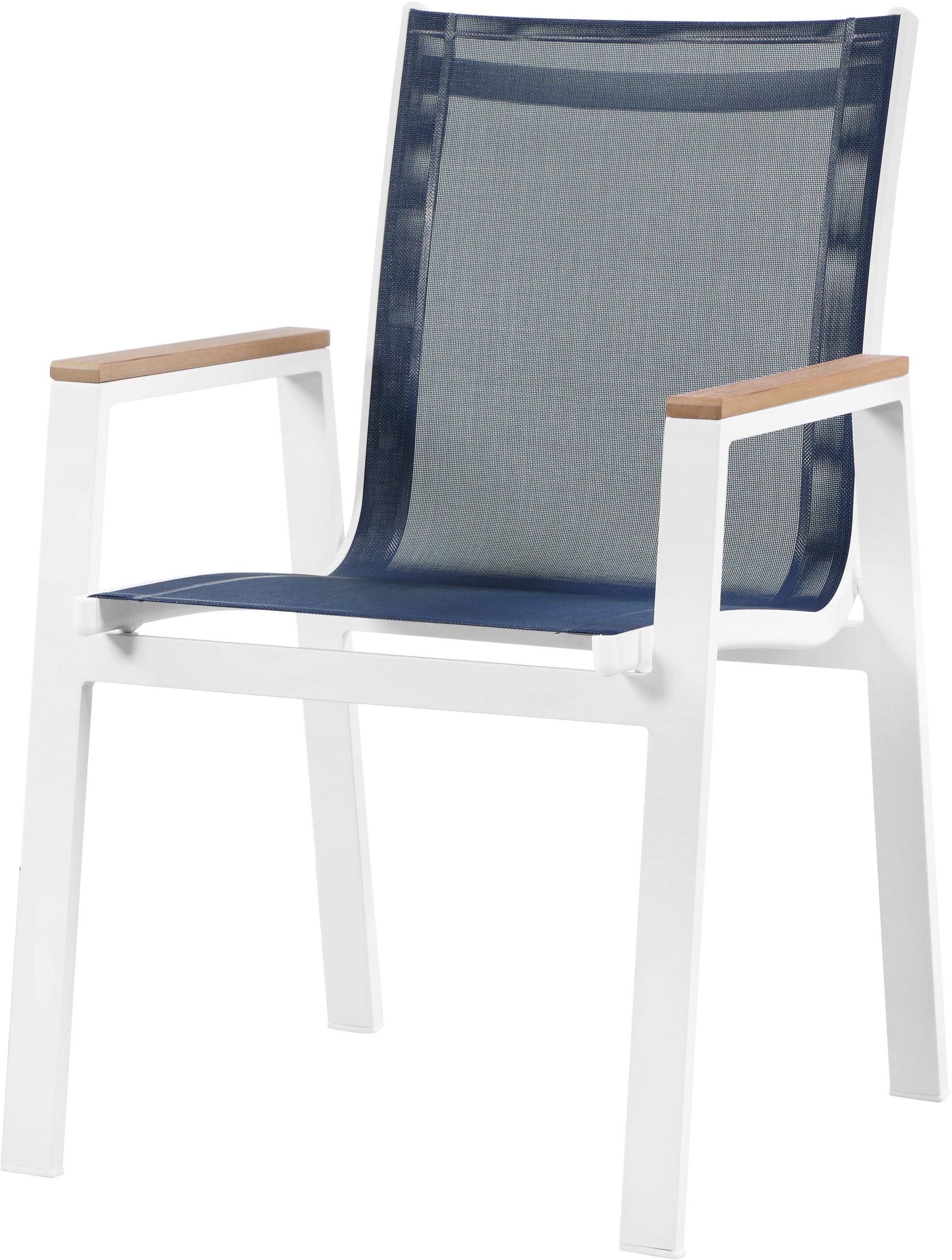 Nizuc - Outdoor Patio Dining Arm Chair With White Frame And Natural Arms (Set of 2) - Best Buy Furniture