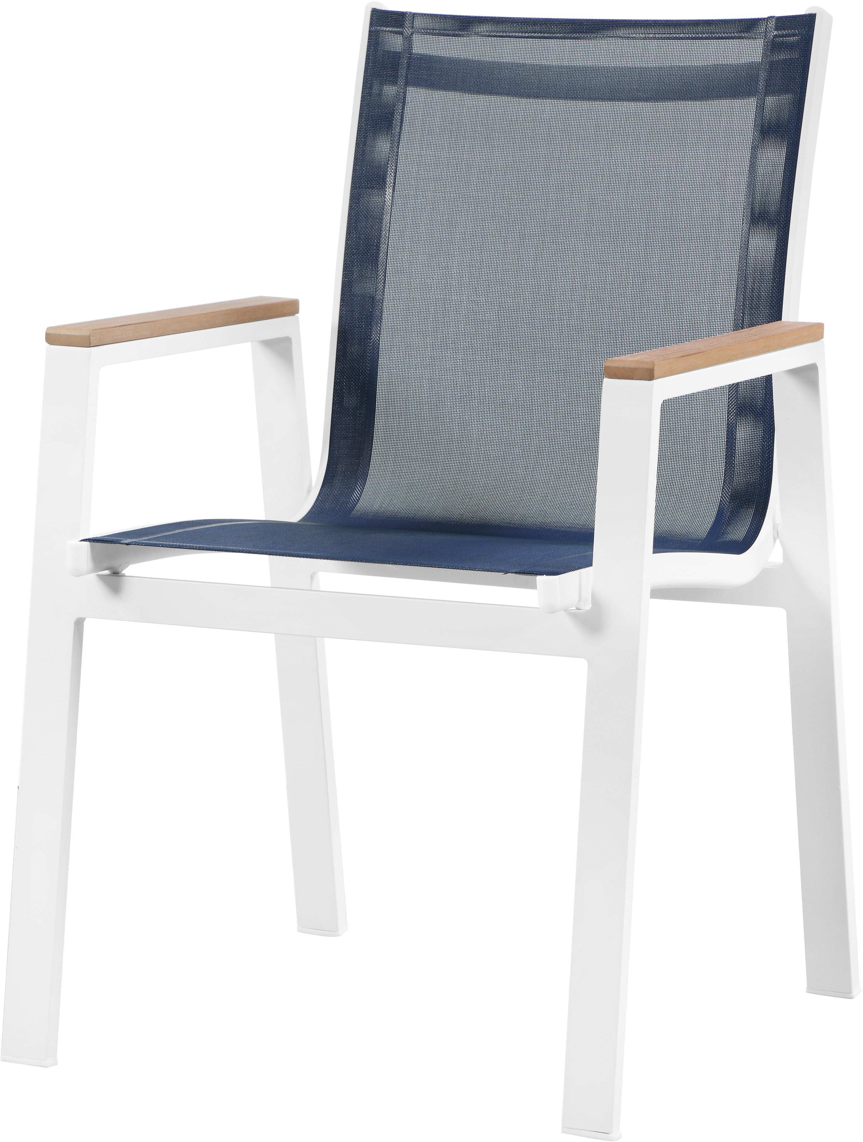 Nizuc - Outdoor Patio Dining Arm Chair With White Frame And Natural Arms (Set of 2) - Best Buy Furniture