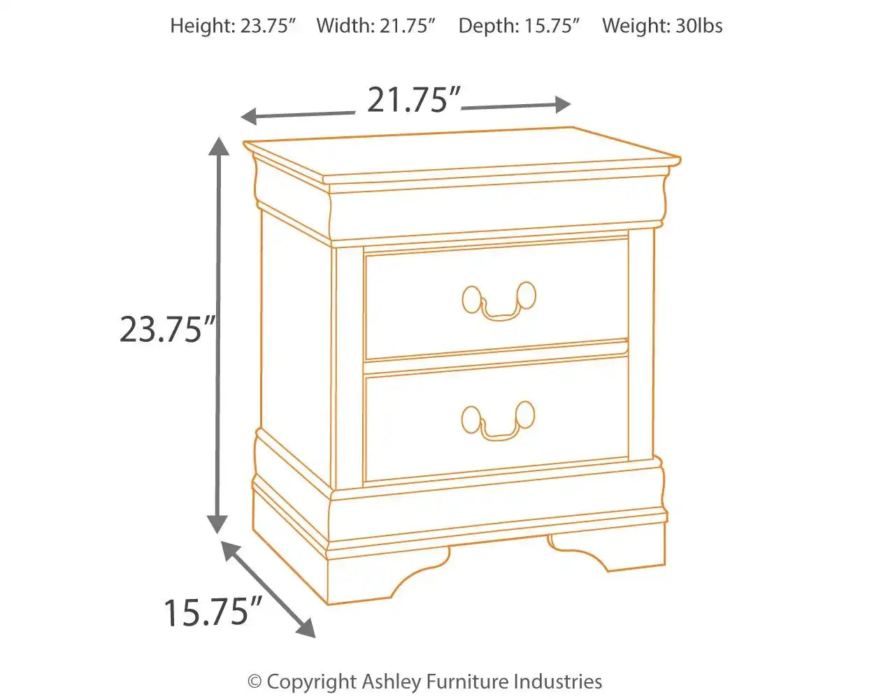 Alisdair - Two Drawer Night Stand - Reddish Brown - Best Buy Furniture