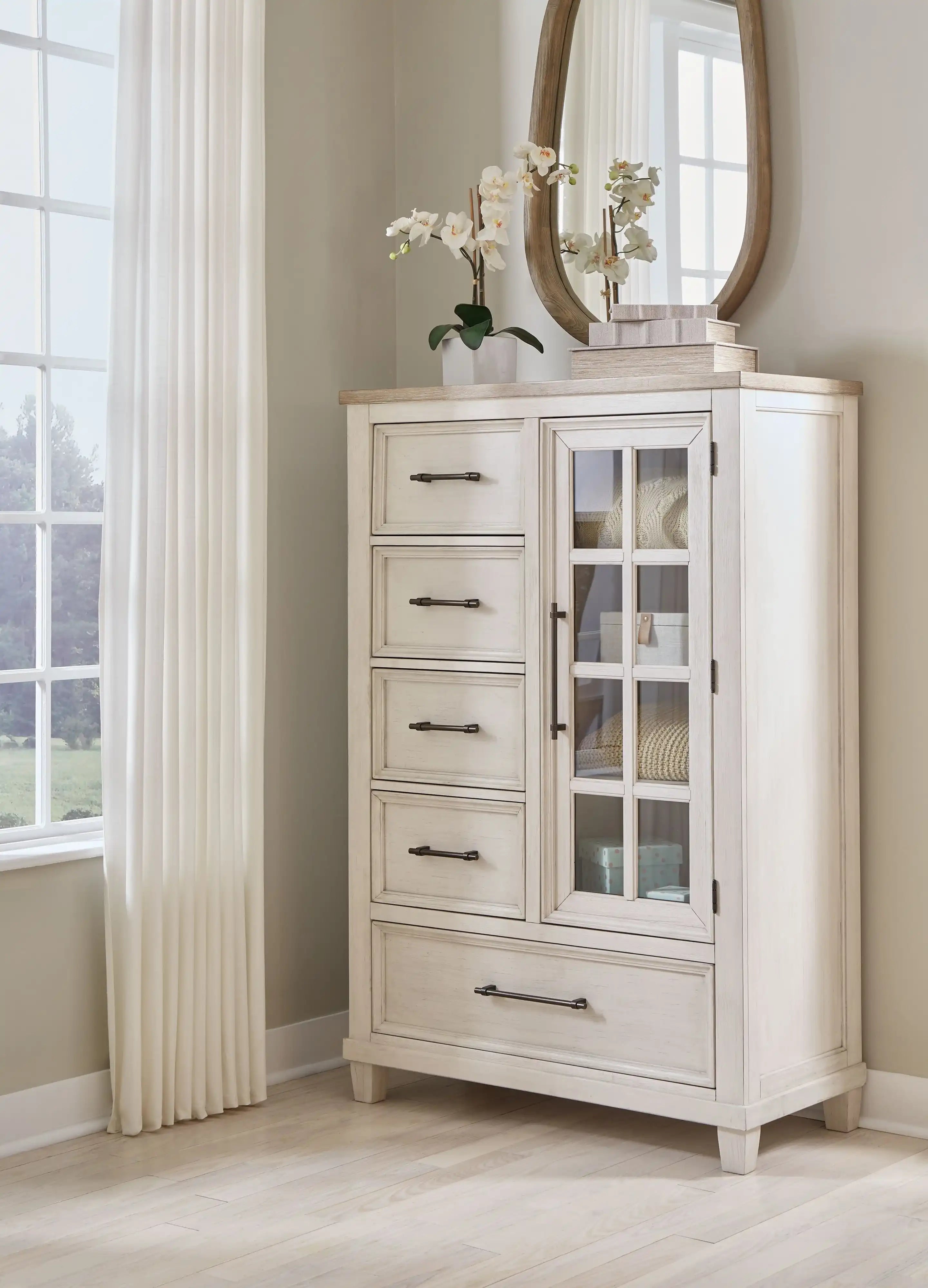 Shaybrock - Door Chest - Antique White / Brown - Best Buy Furniture