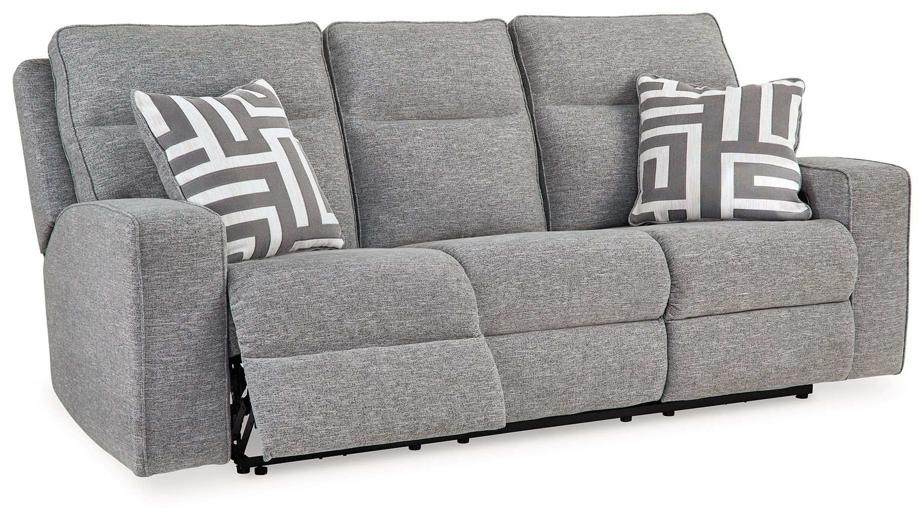 Biscoe - Power Reclining Sofa With Adj Headrest - Pewter - Best Buy Furniture