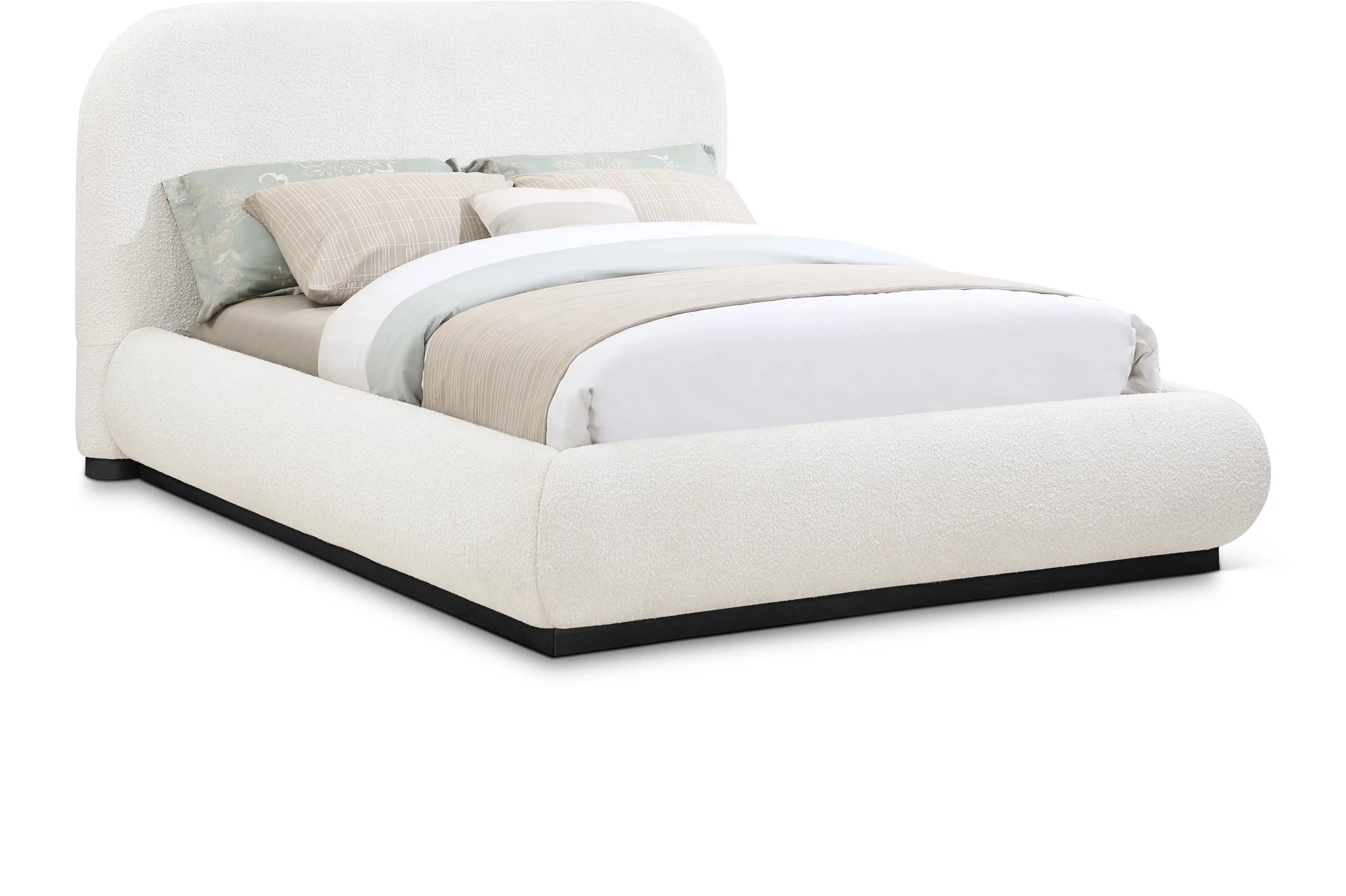 Vaughn - Boucle Bed With Black Base - Best Buy Furniture