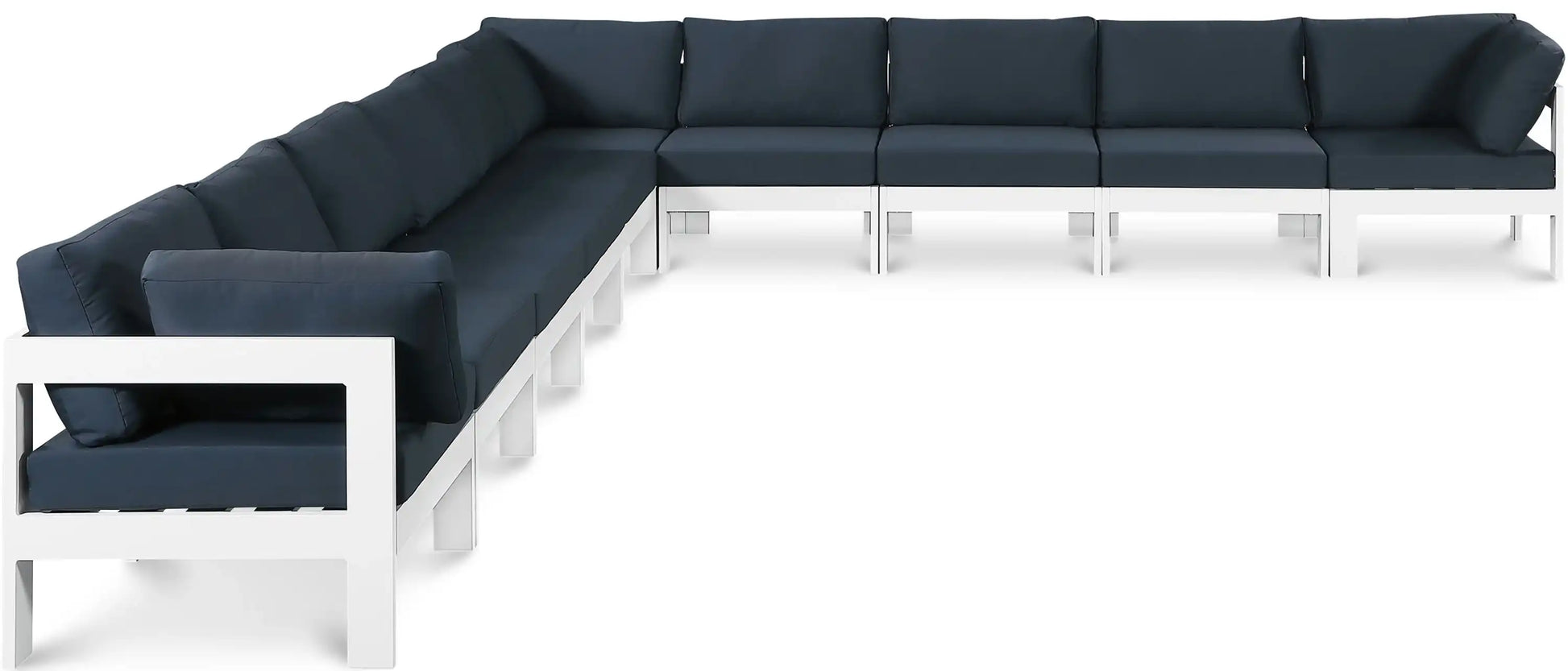 Nizuc - Outdoor Patio 10 Piece Modular Sectional With White Frame - Best Buy Furniture