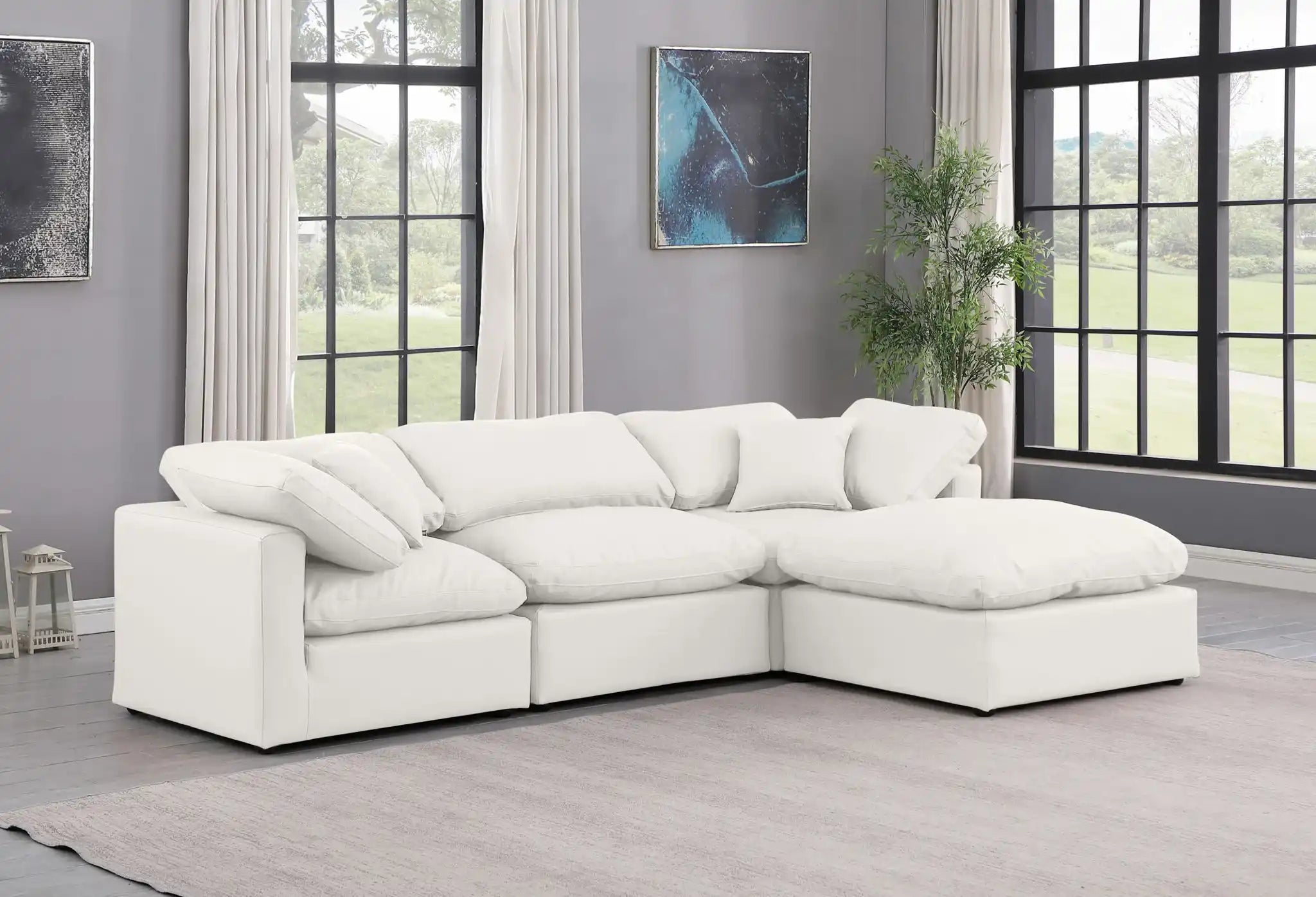 Indulge - Faux Leather 4 Piece Modular Sectional With Chaise