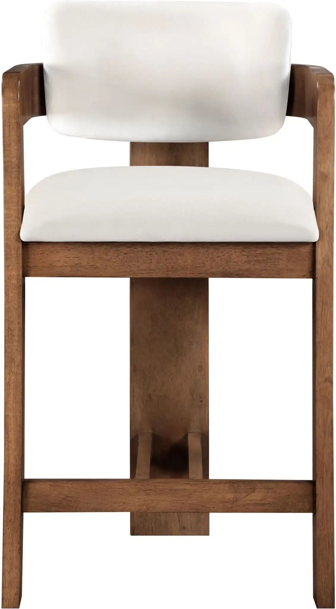 Sacha - Velvet Stool With Brown Base
