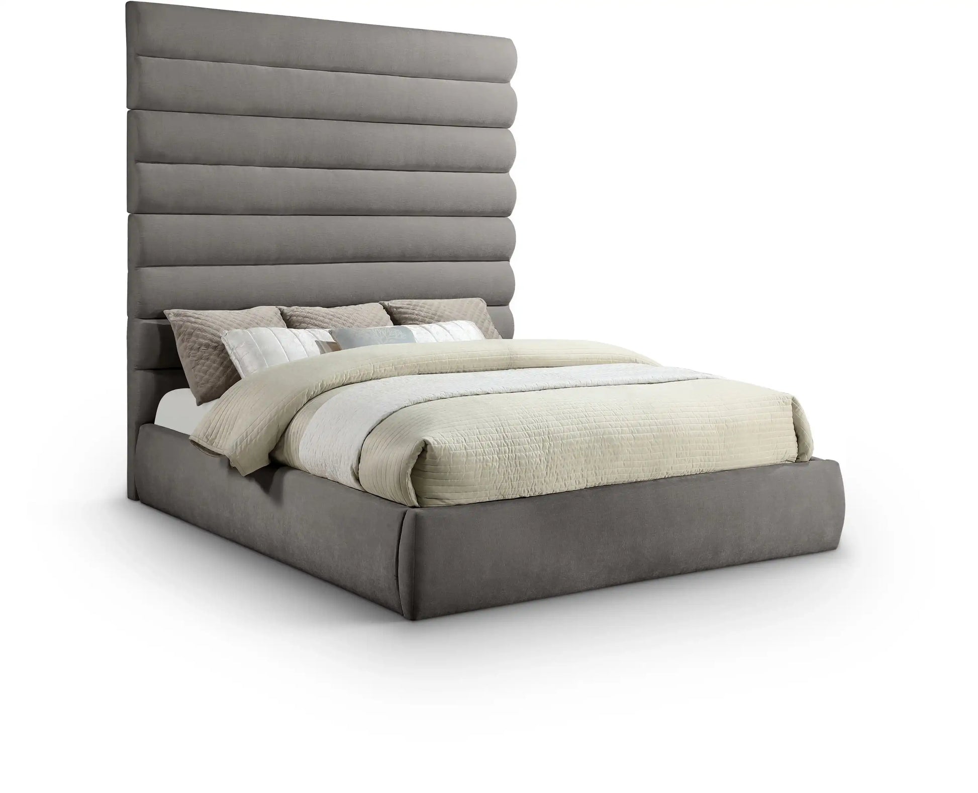 Adam - Chenille Fabric Bed With 89" Headboard - Best Buy Furniture