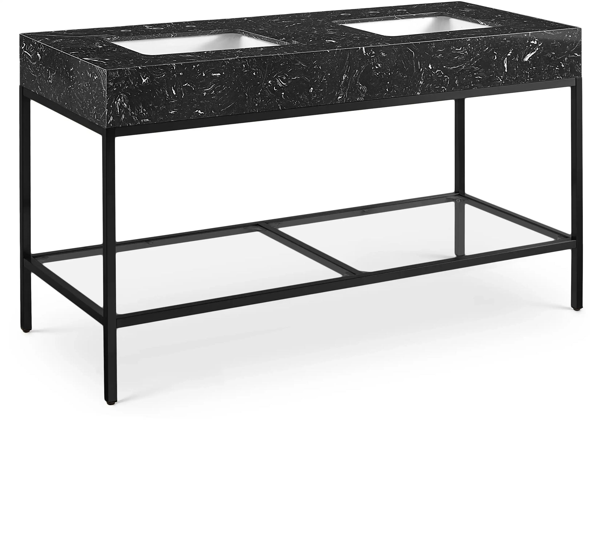 Marmo - Engineered Marble Bathroom Vanity With Black Base - Best Buy Furniture