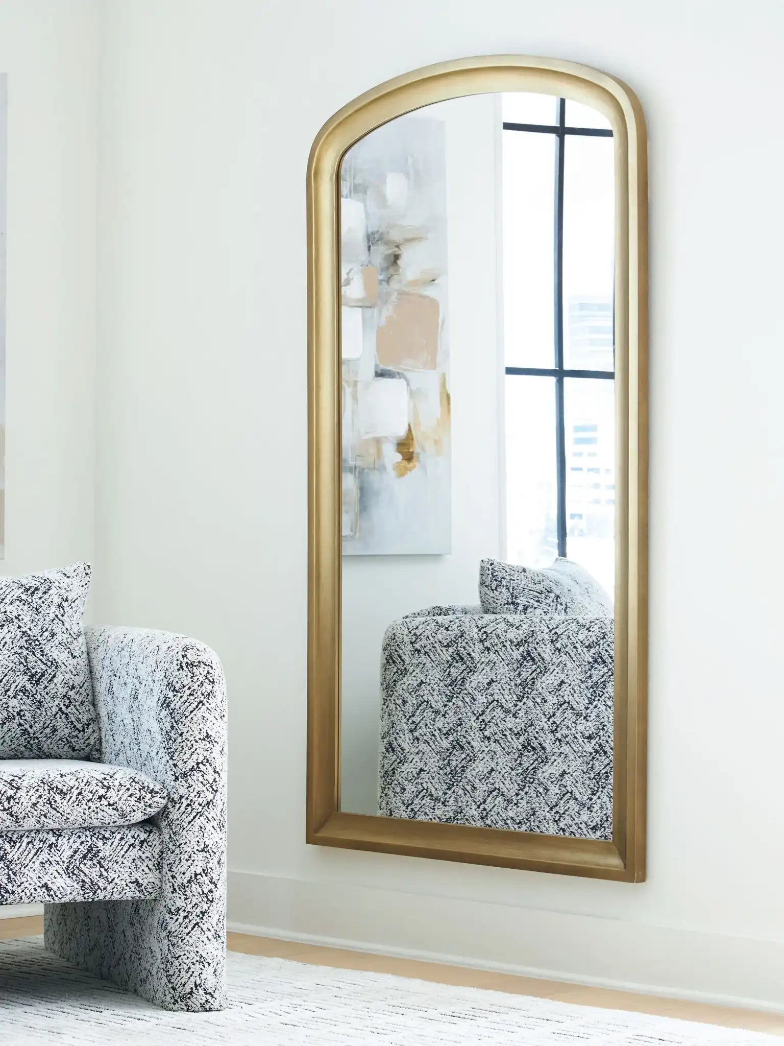 Fintan - Floor Mirror - Gold Finish - Best Buy Furniture