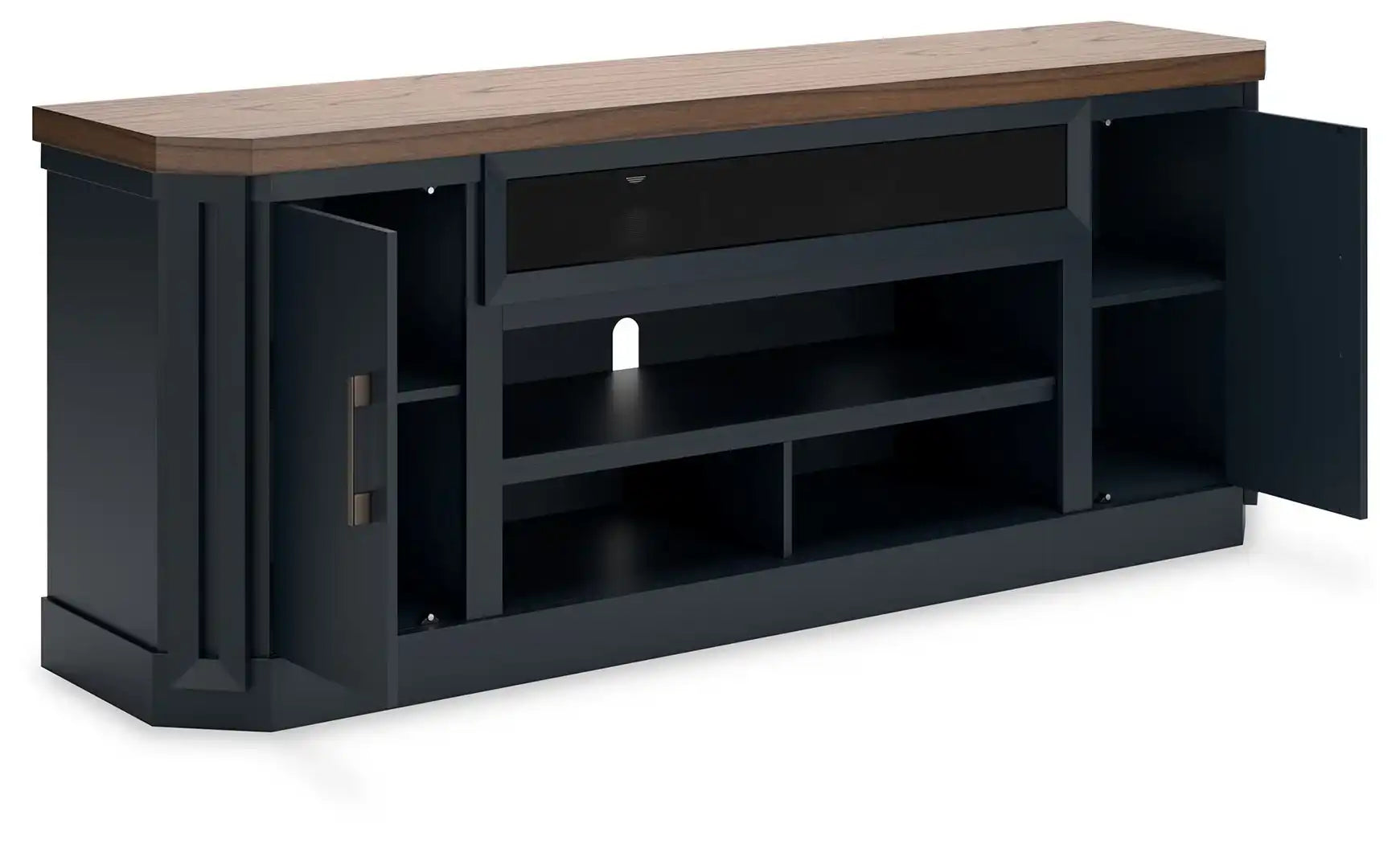 Landocken - XL TV Stand W/Fireplace Option - Brown / Blue - Best Buy Furniture
