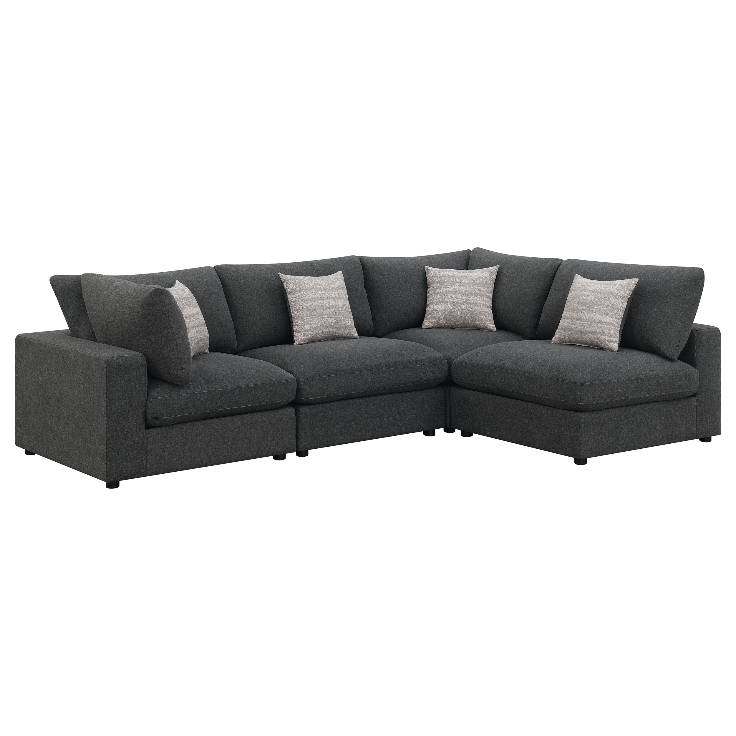 Serene 4-piece Upholstered Modular Sectional Sofa Charcoal-CoasterEssence