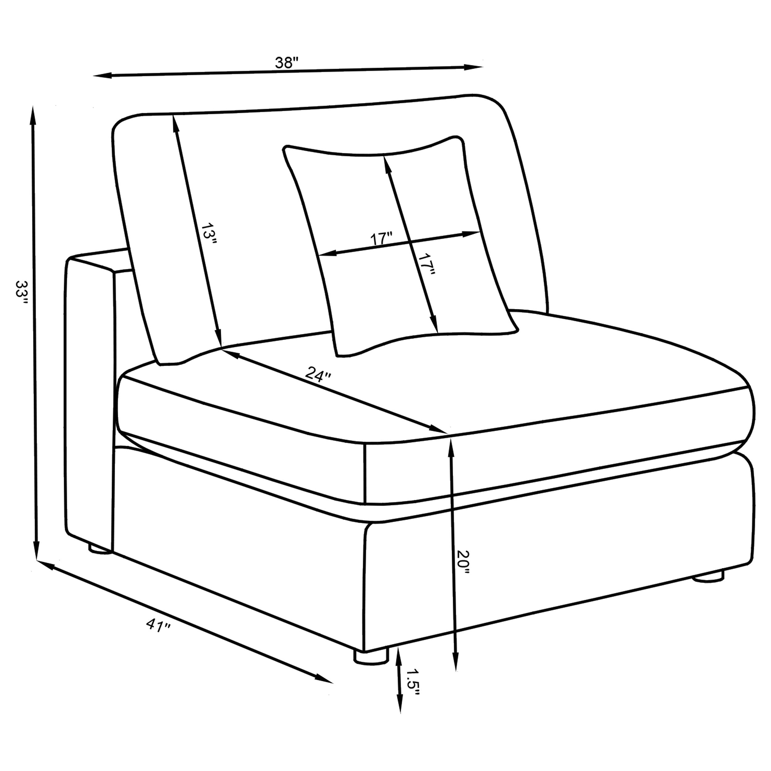Serene Upholstered Armless Chair Charcoal-CoasterEssence