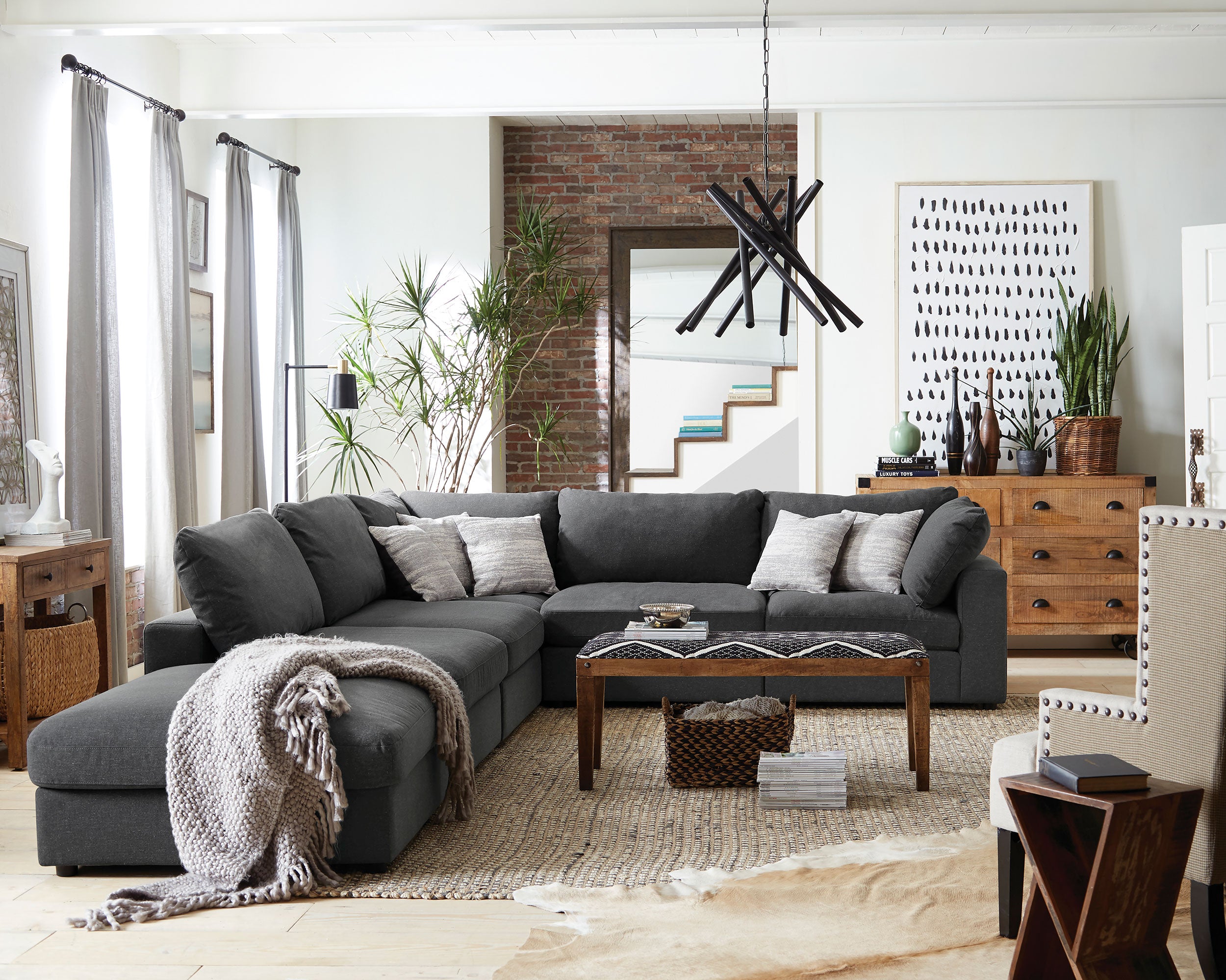 Serene Upholstered Corner Charcoal-CoasterEssence
