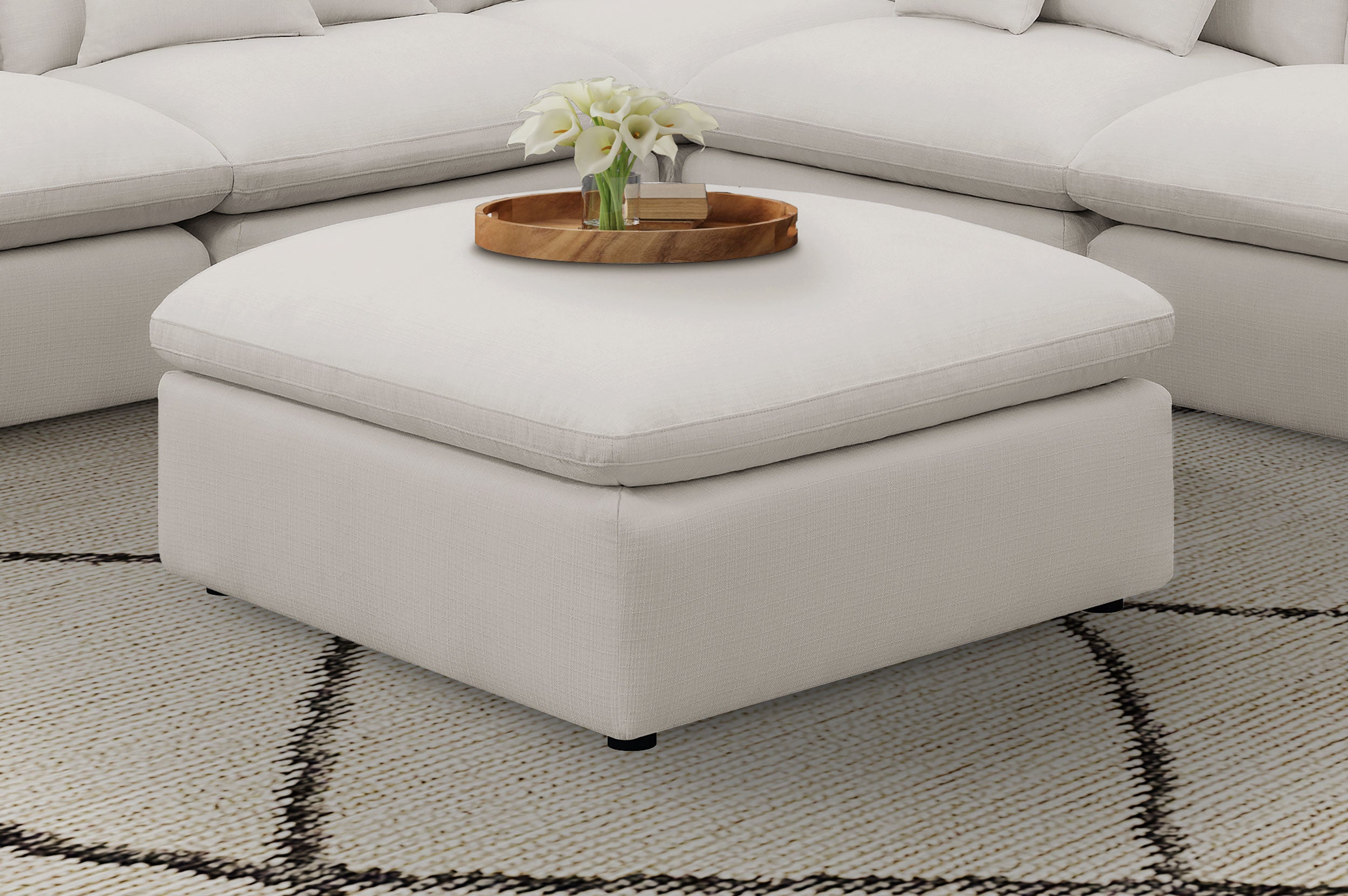 Hobson Square Upholstered Ottoman Ivory-CoasterElevations