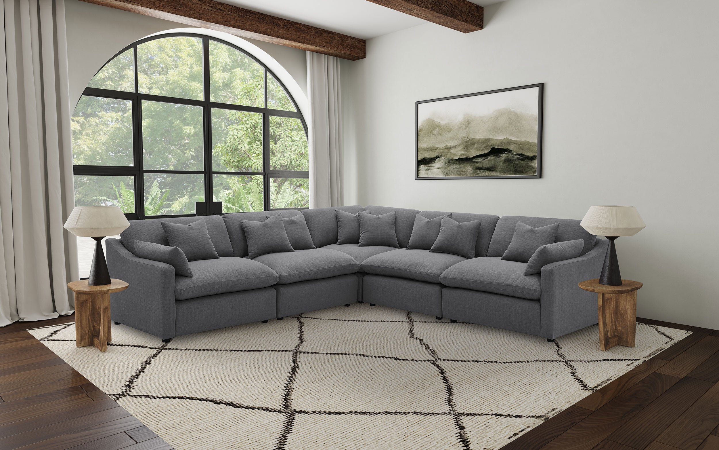 Hobson 5-piece Upholstered Modular Sectional Sofa Charcoal-Coaster
