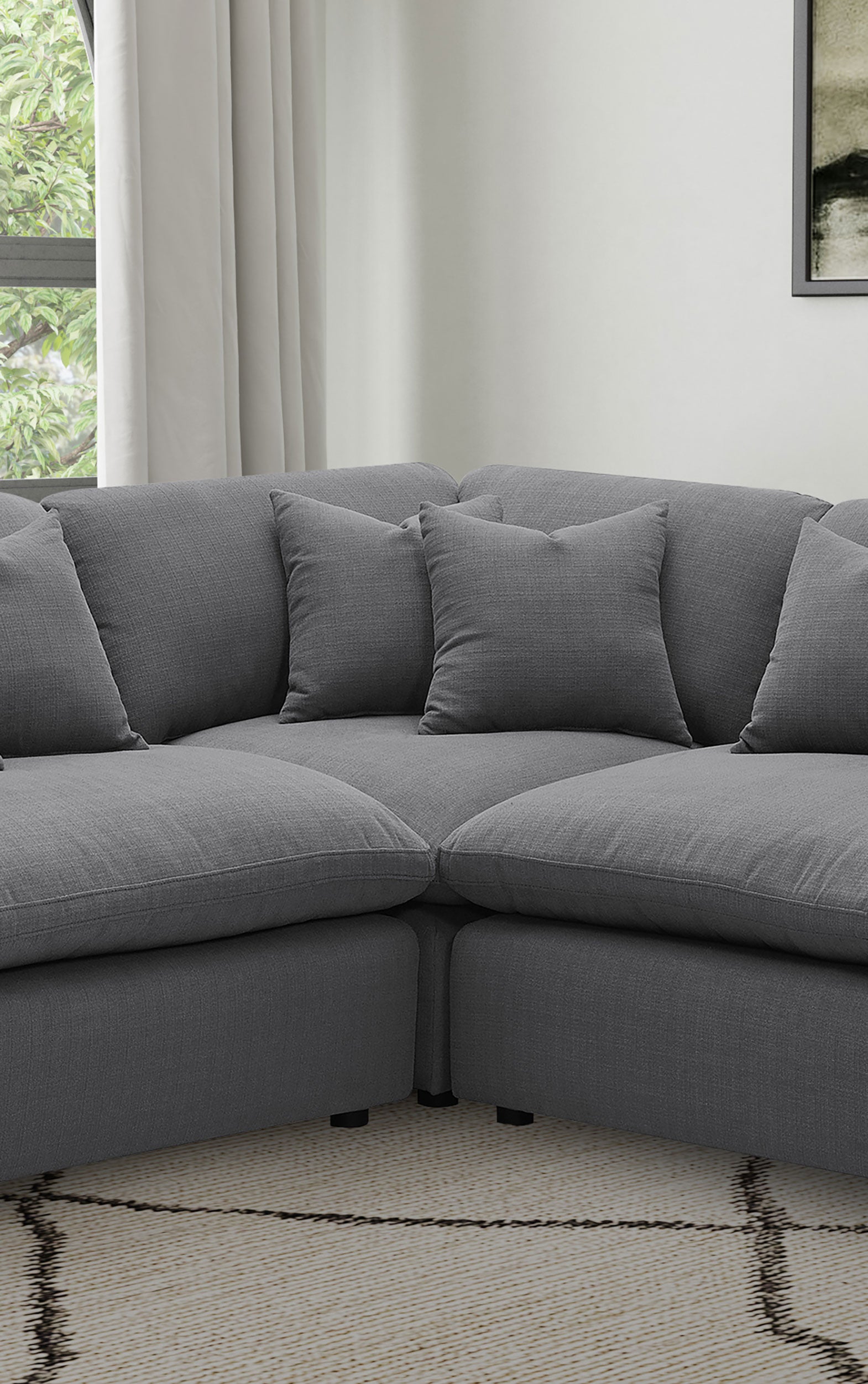 Hobson Upholstered Corner Charcoal-