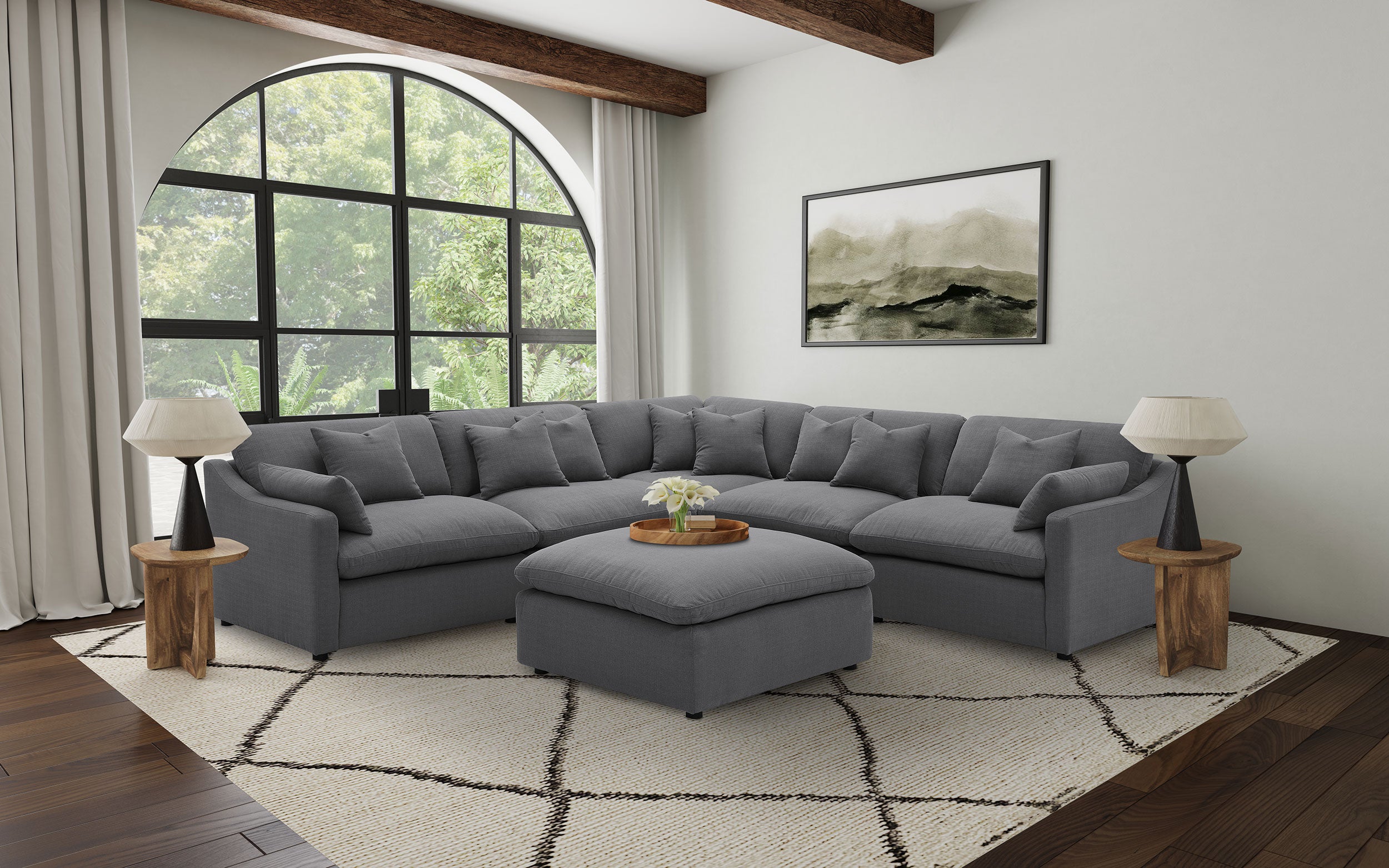 Hobson Square Upholstered Ottoman Charcoal-