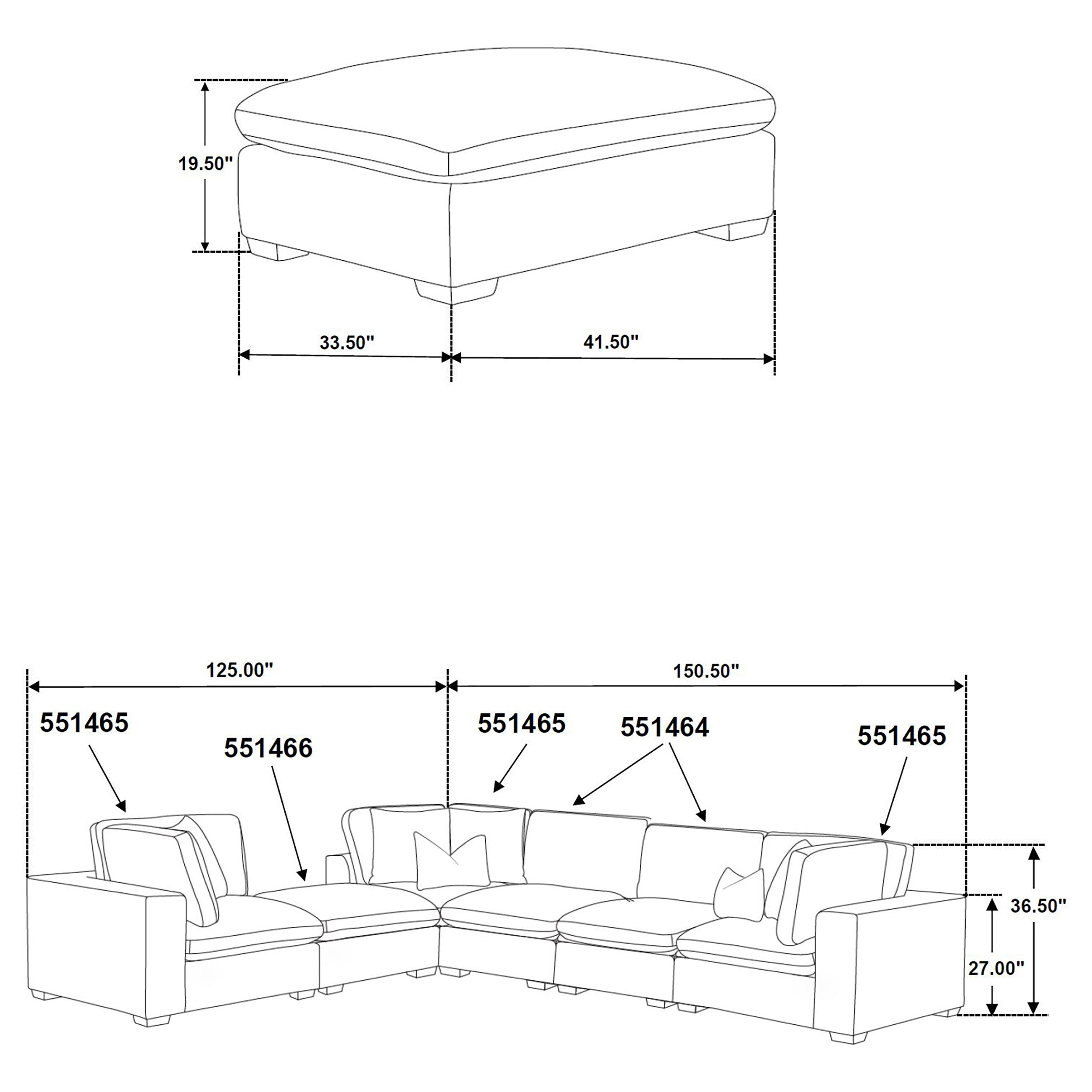 Lakeview 6-piece Upholstered Modular Sectional Chocolate-Coaster