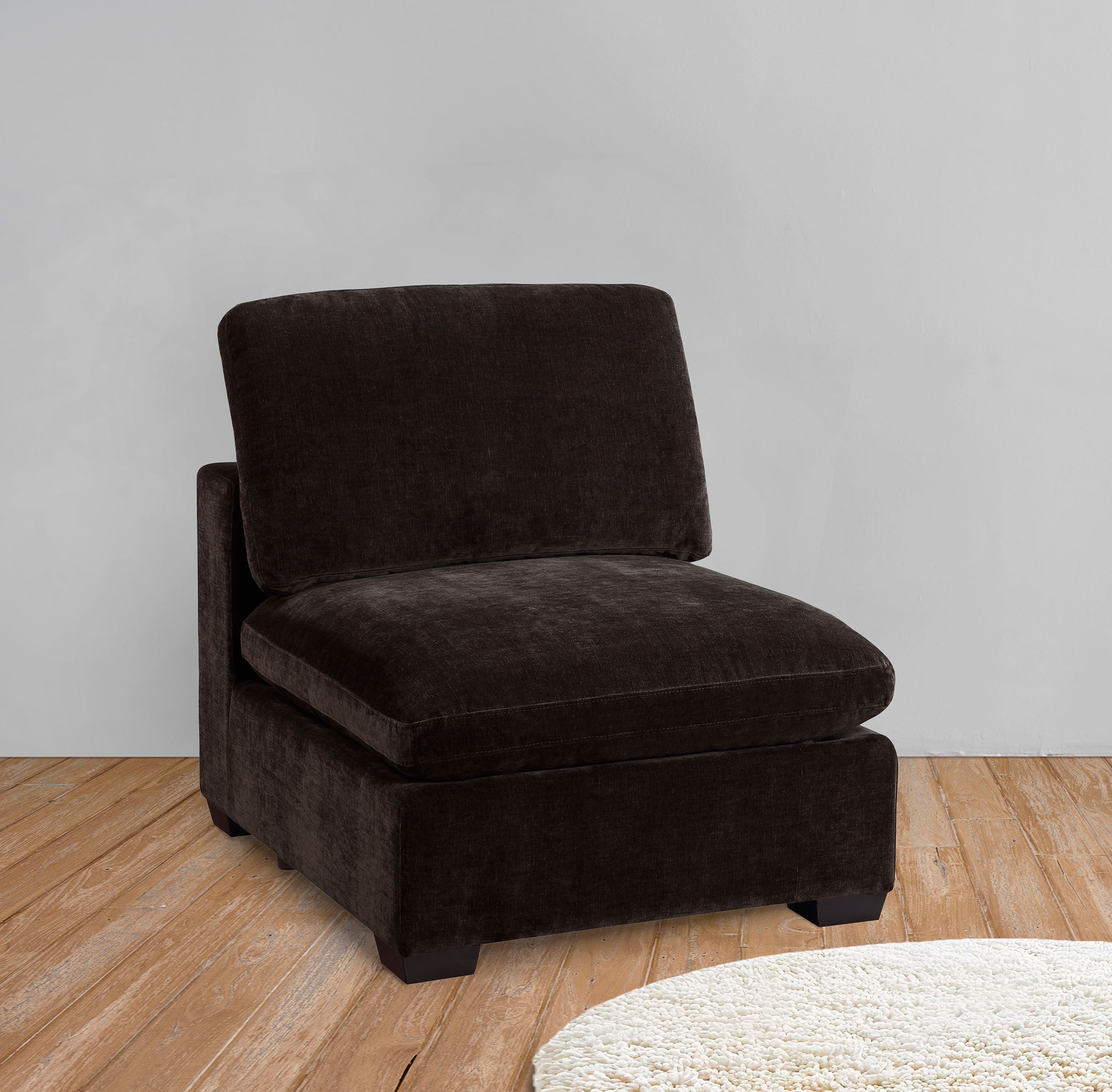 Lakeview Upholstered Armless Chair Dark Chocolate-