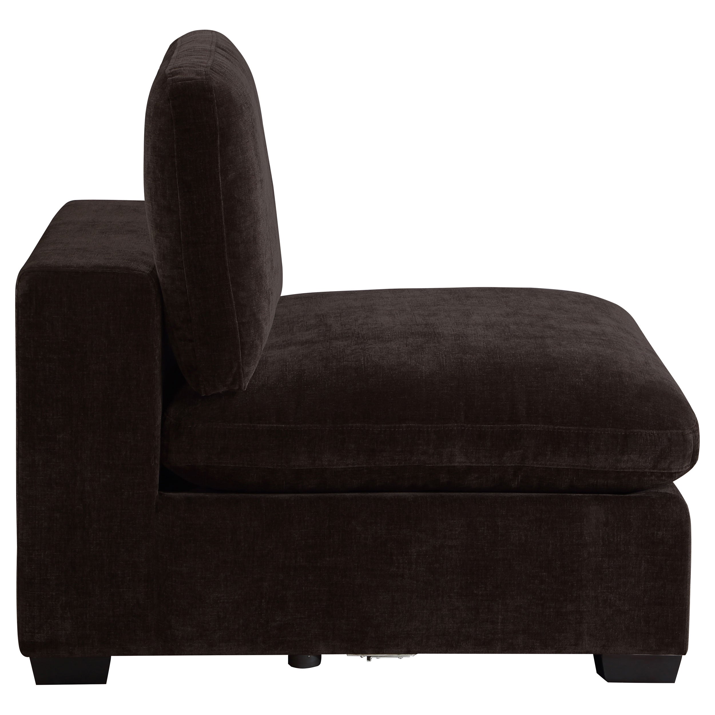 Lakeview Upholstered Armless Chair Dark Chocolate-