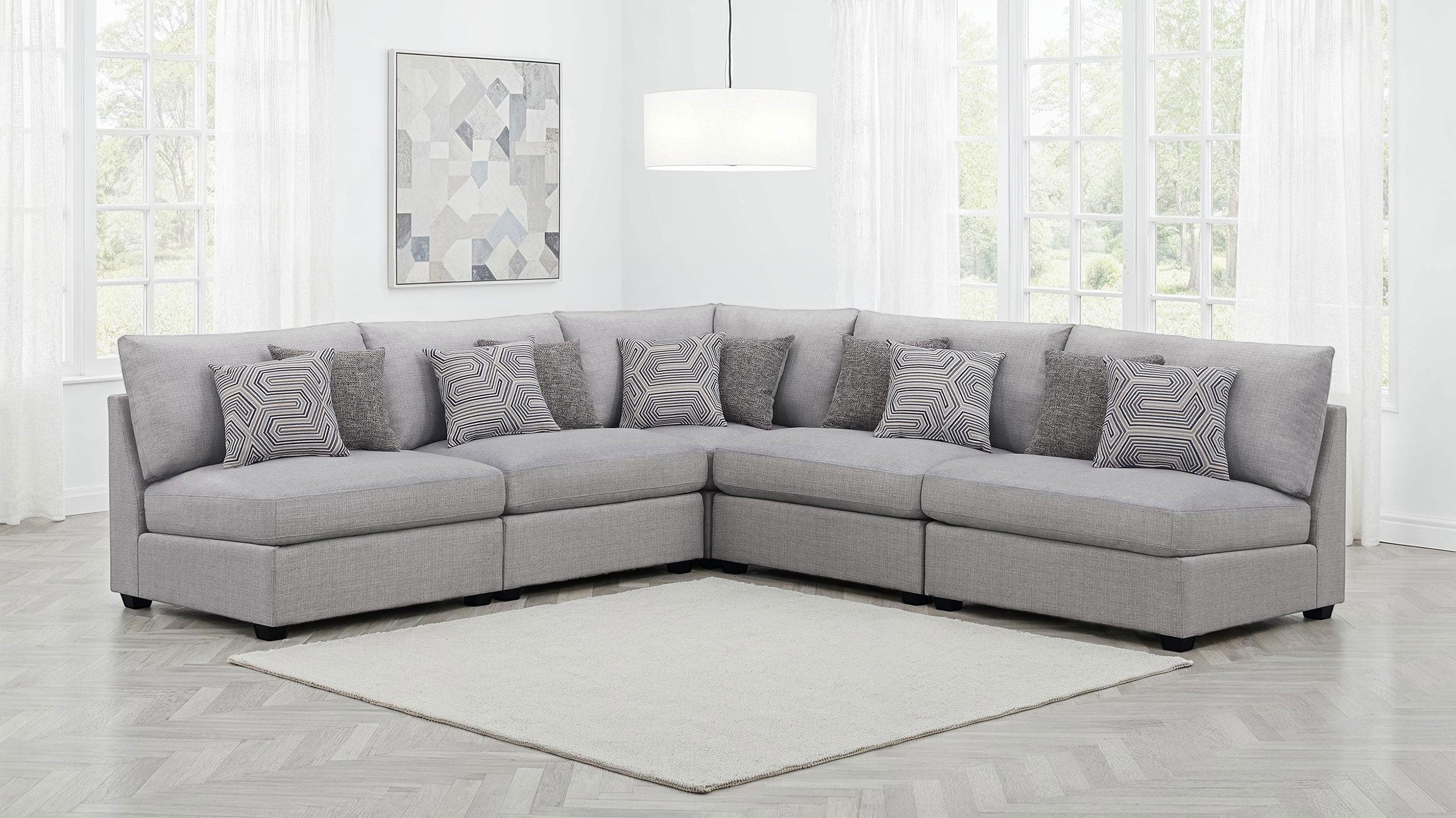 Cambria 4-piece Upholstered Modular Sectional Sofa Grey-CoasterElevations