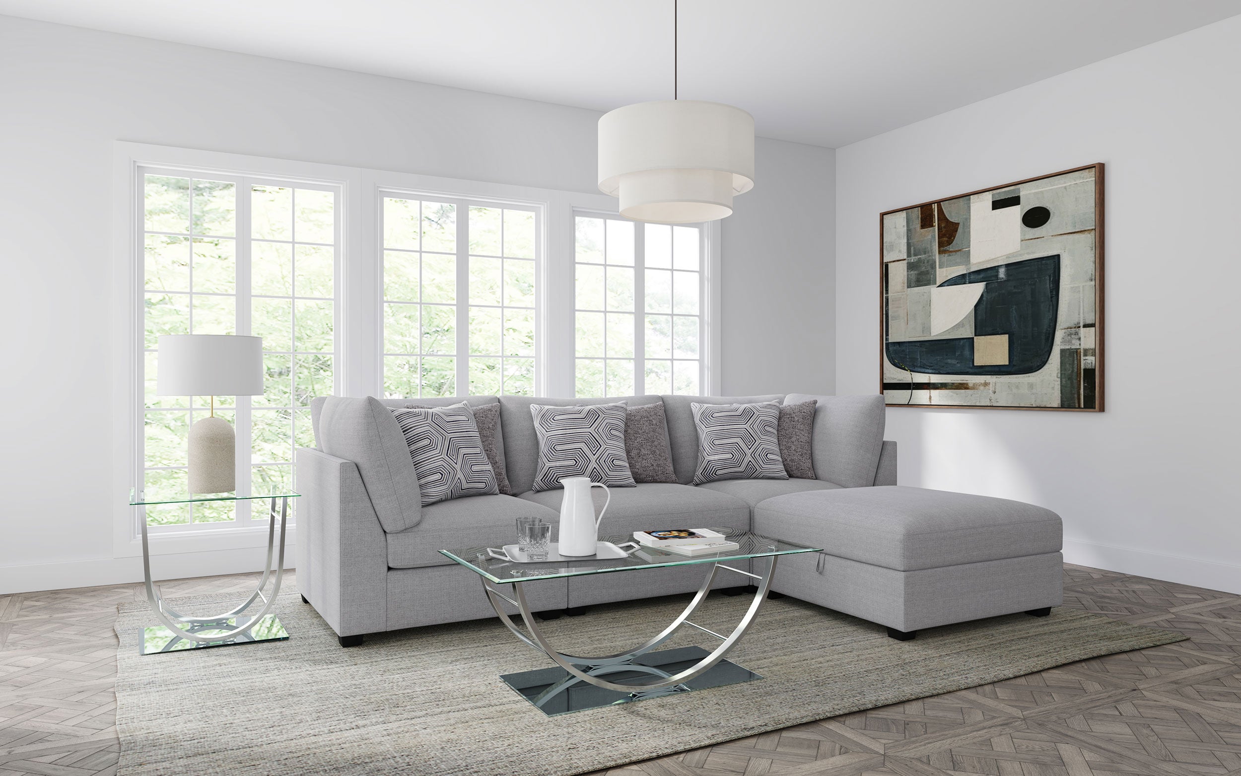 Cambria Upholstered Armless Chair Grey-CoasterElevations