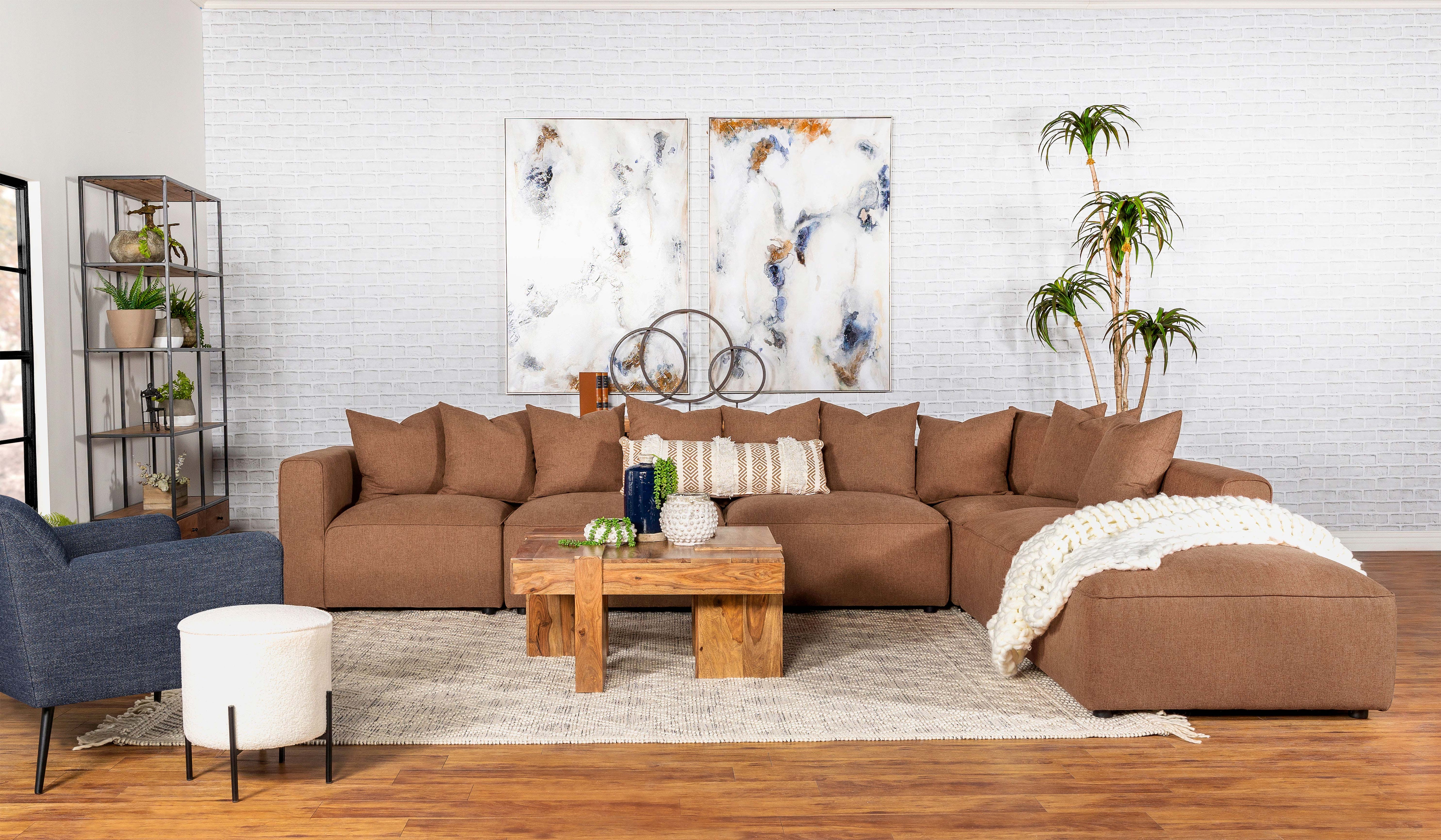 Jennifer Square Upholstered Ottoman Terracotta-CoasterElevations