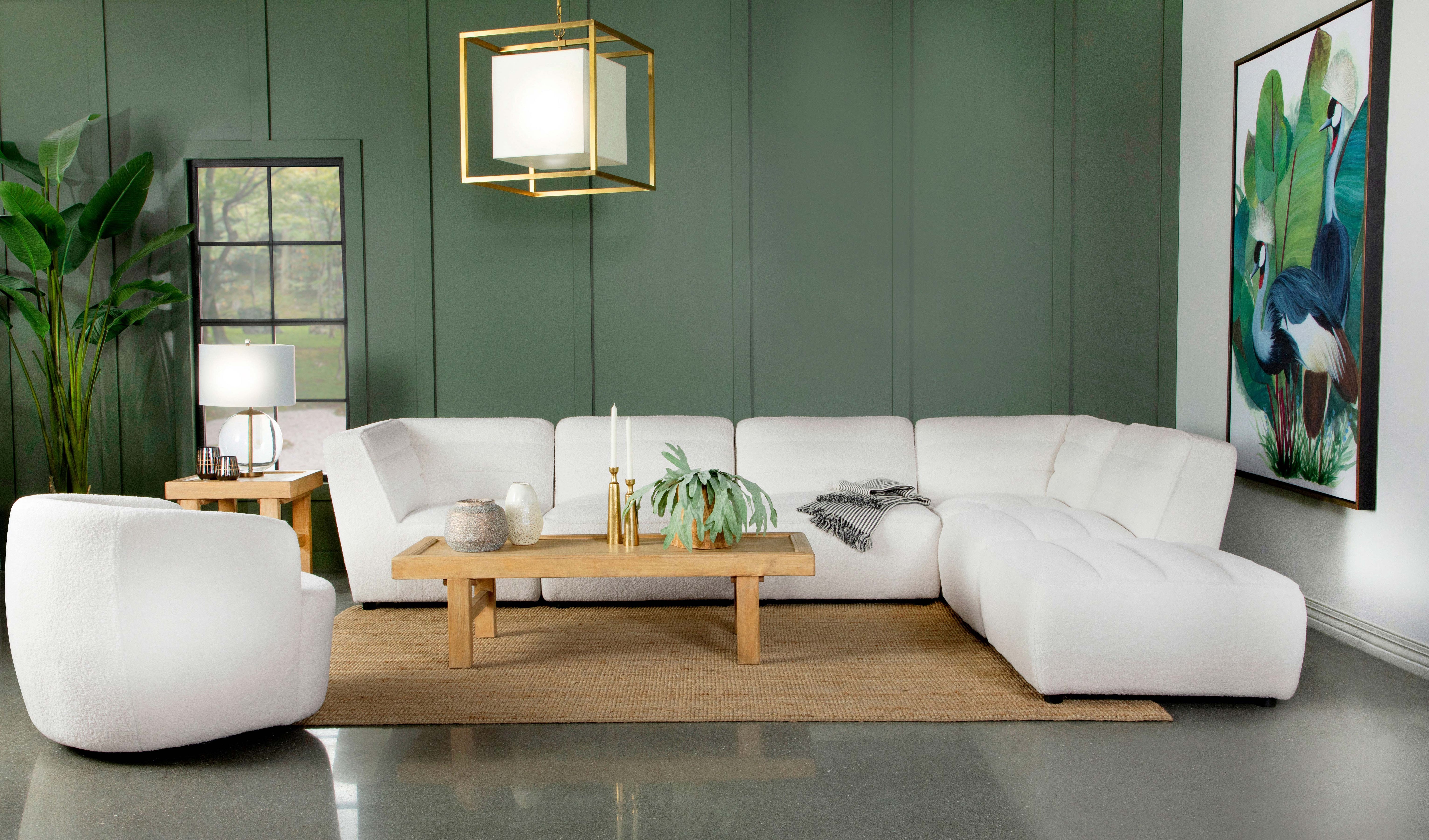 Sunny Square Upholstered Ottoman Natural-CoasterElevations