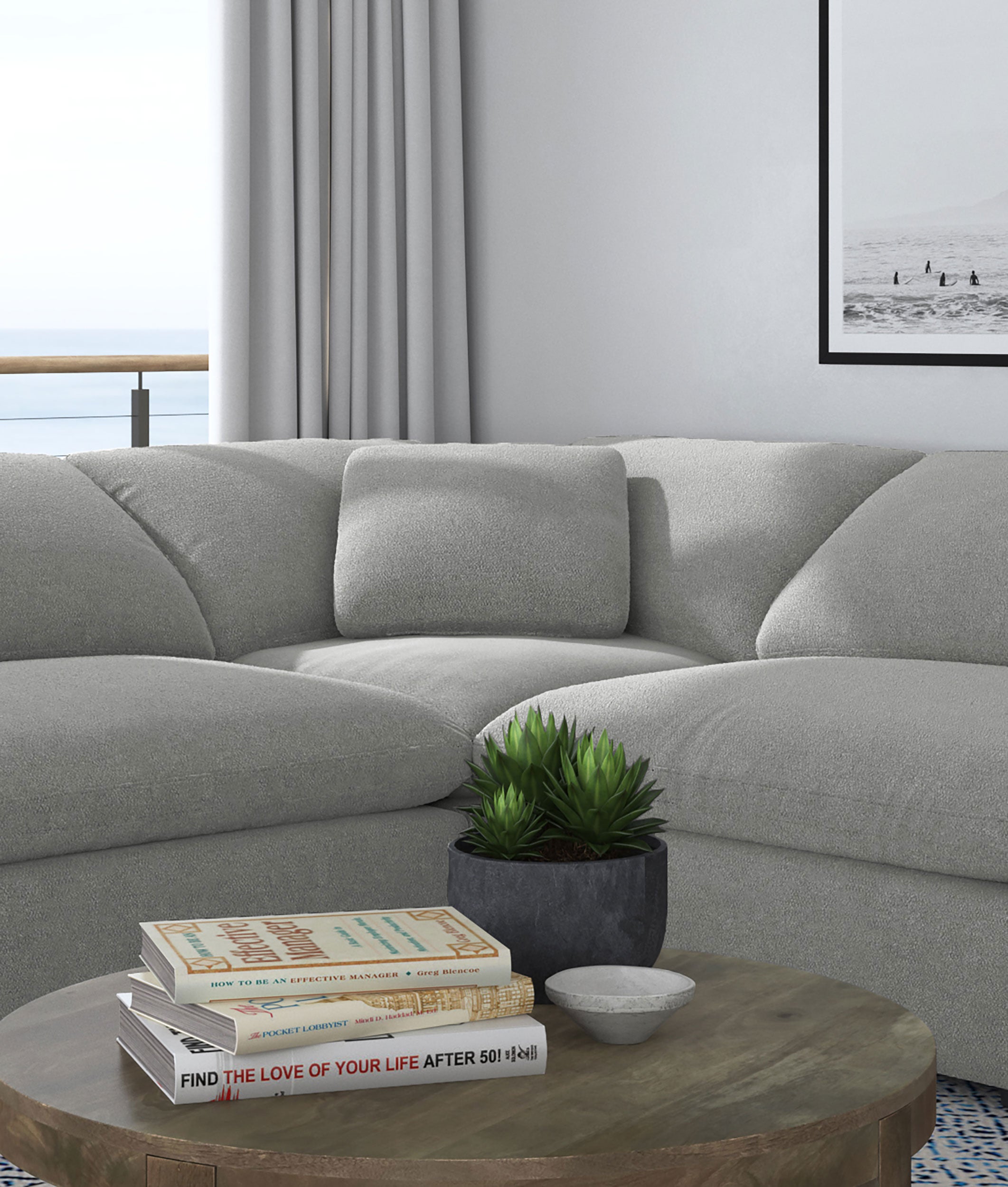 Raleigh Boucle Upholstered Corner Chair Grey-